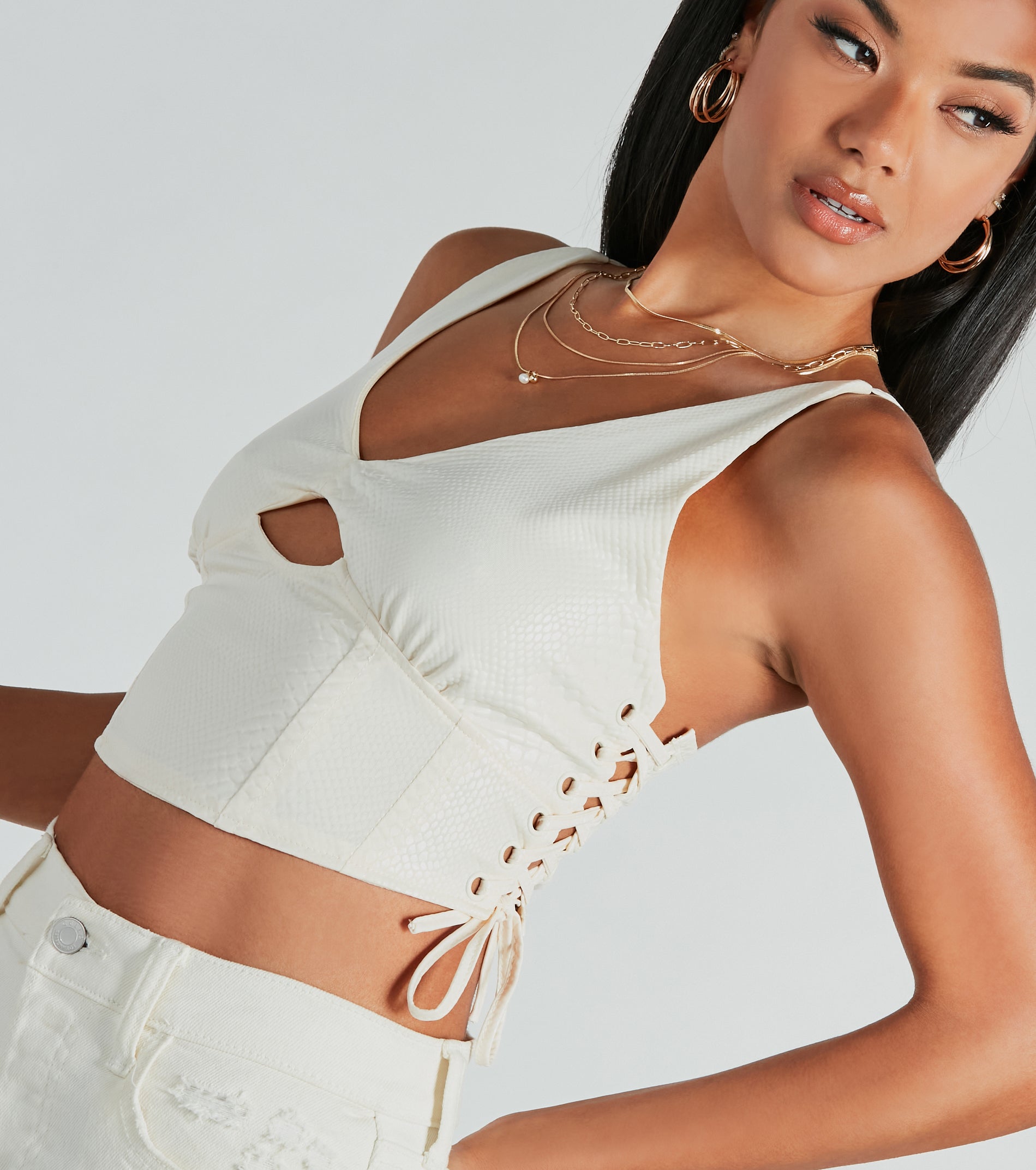 Premium Saucy Snake Lace-Up Crop Top - Ultimate Night Out Essential