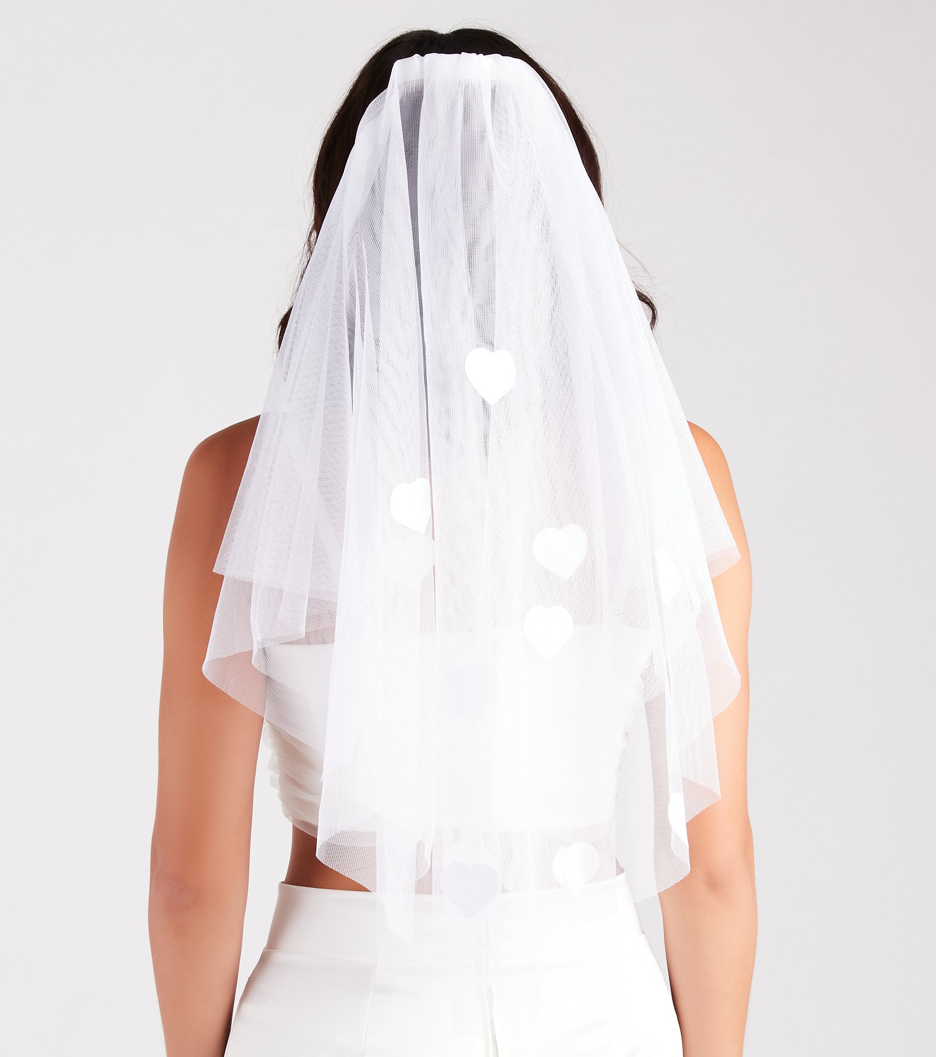 Ultimate Bridal Glam Heart Veil with Rhinestone Details