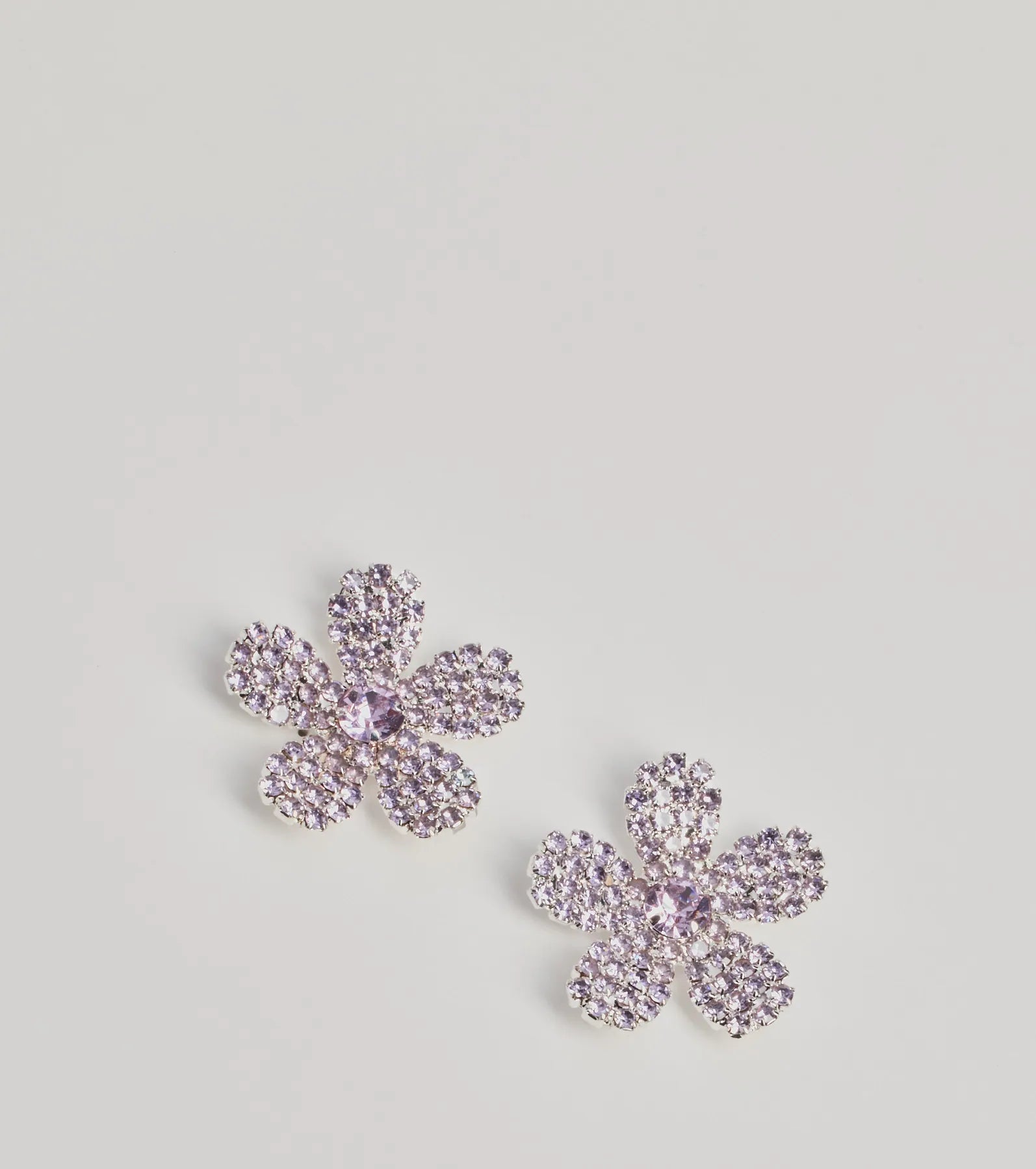 Premium Glam Rhinestone Flower Stud Earrings