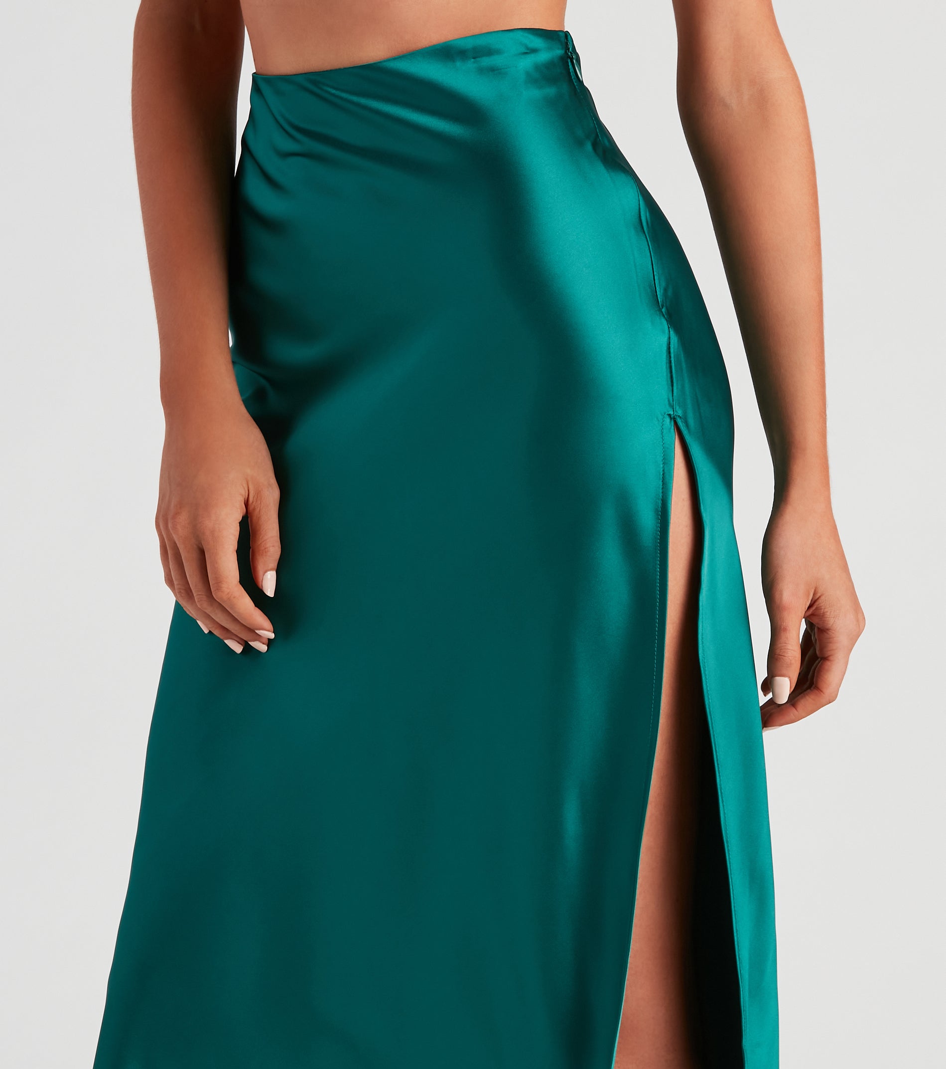 Premium Lavish Life Satin Slit Midi Skirt - Ultimate Elegance