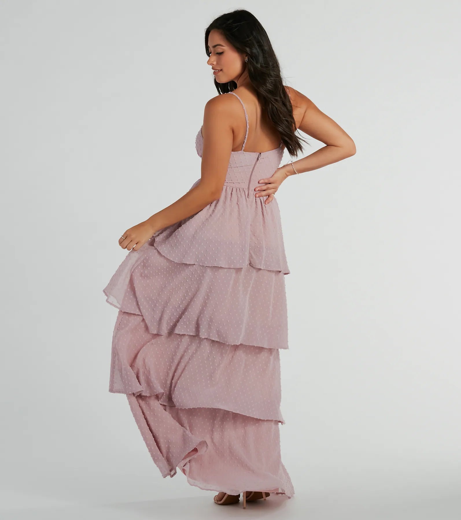 Premium Kasey V-Neck Ruffled A-Line Chiffon Formal Dress