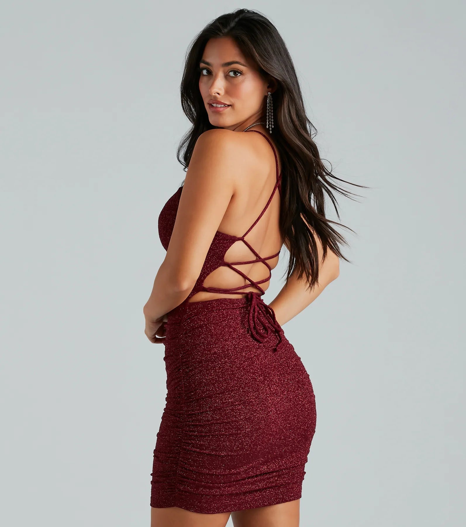 Ultimate Sparkle Glitter Lace-Up Mini Dress - Dazzle in Style
