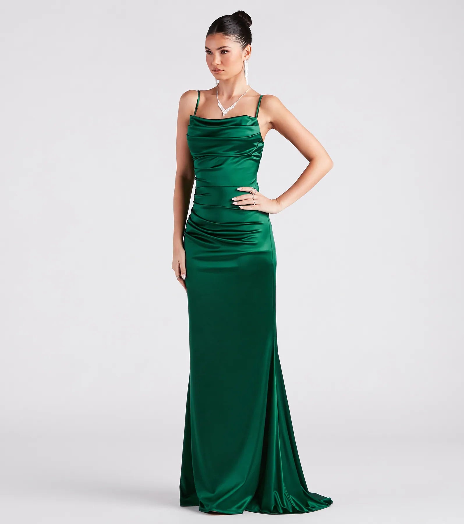 Premium Marley Formal Satin Cowl Neck Mermaid Dress - Ultimate Elegance