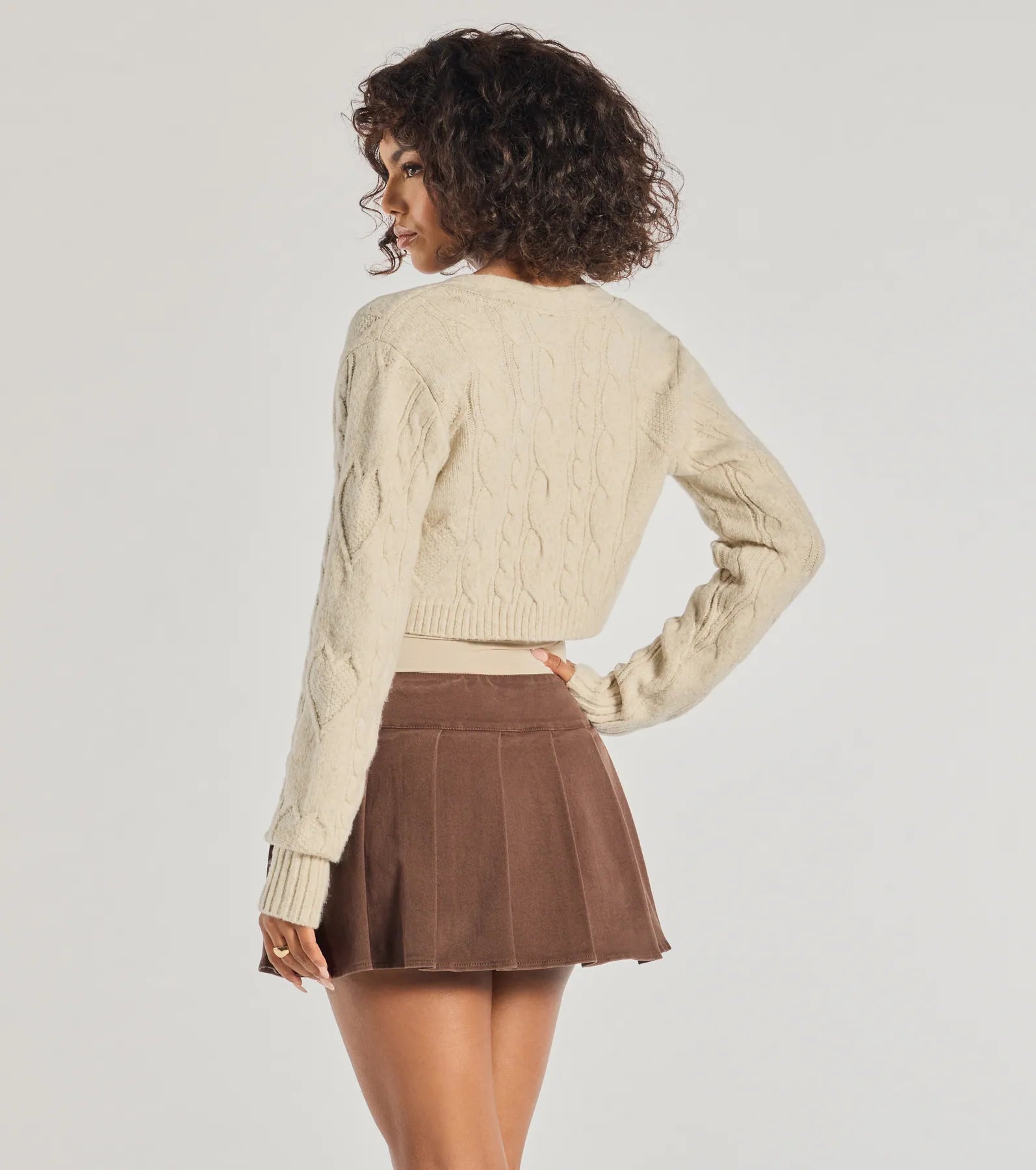 Premium Cozy Glam Cable Knit Bolero Sweater