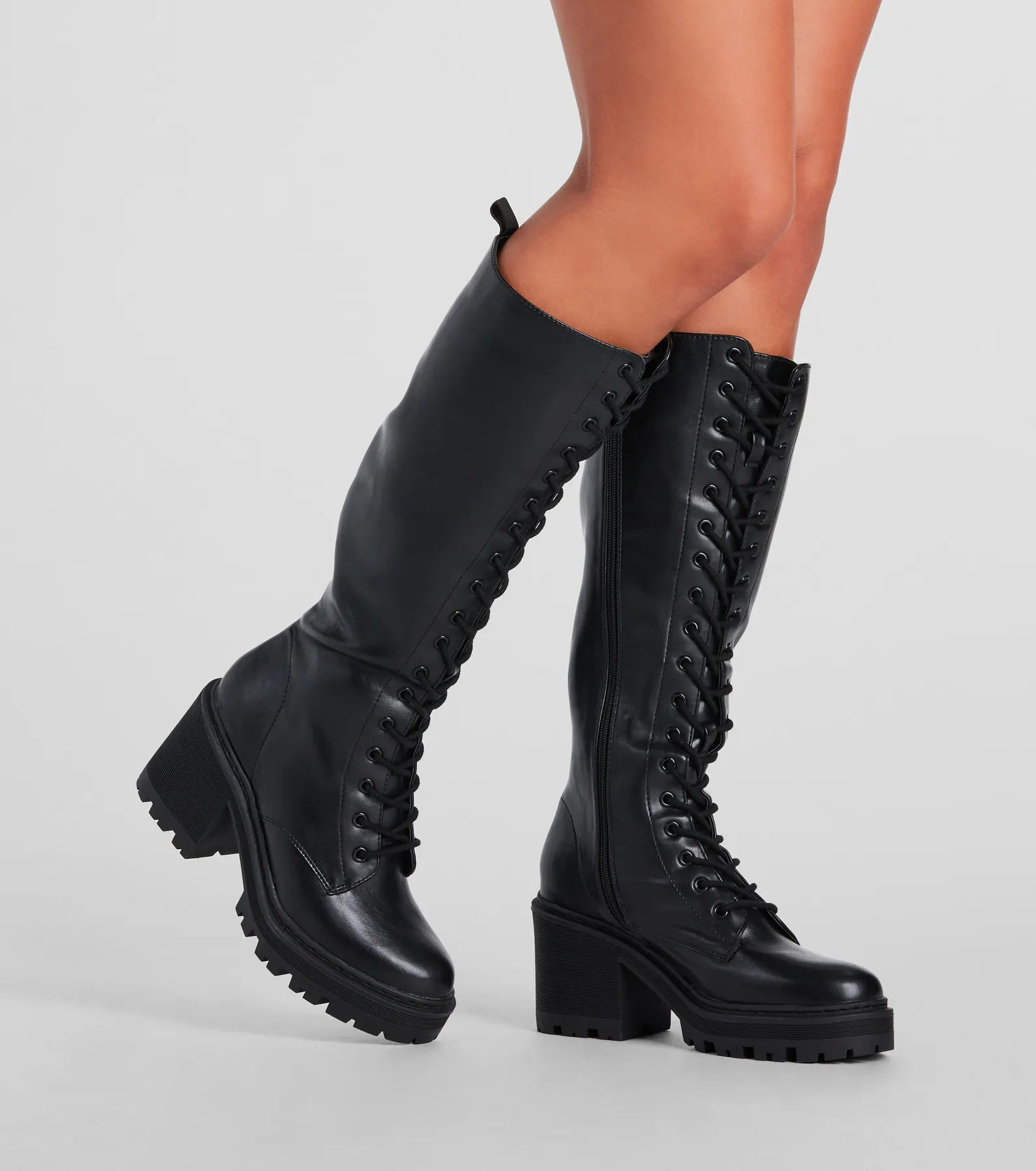 Ultimate Edge Under-The-Knee Combat Boots - Premium Faux Leather