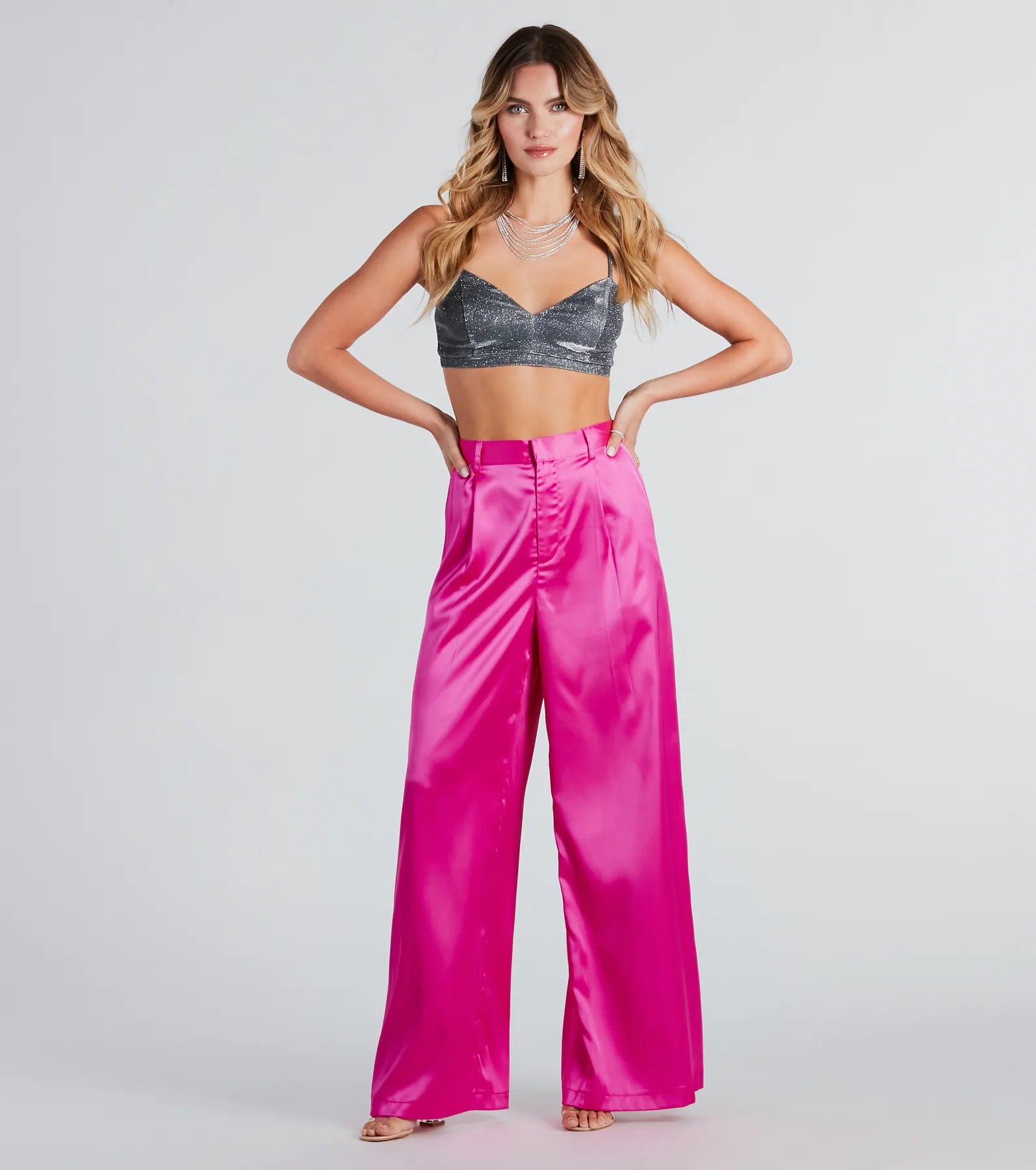 Premium Satin Wide-Leg Pants - Power Vibe Collection