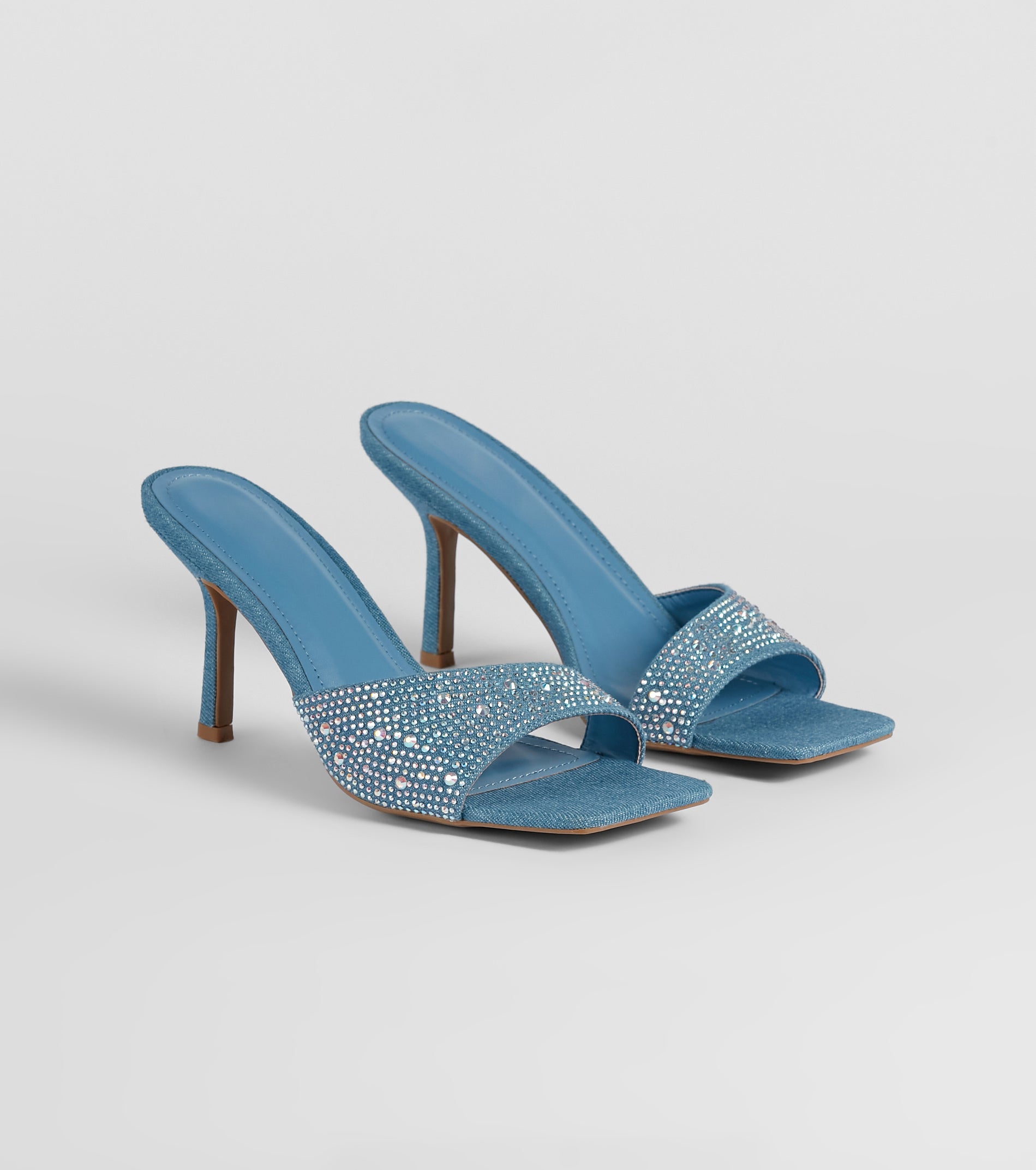 Ultimate Denim Rhinestone Stiletto Mules - Premium Style & Comfort