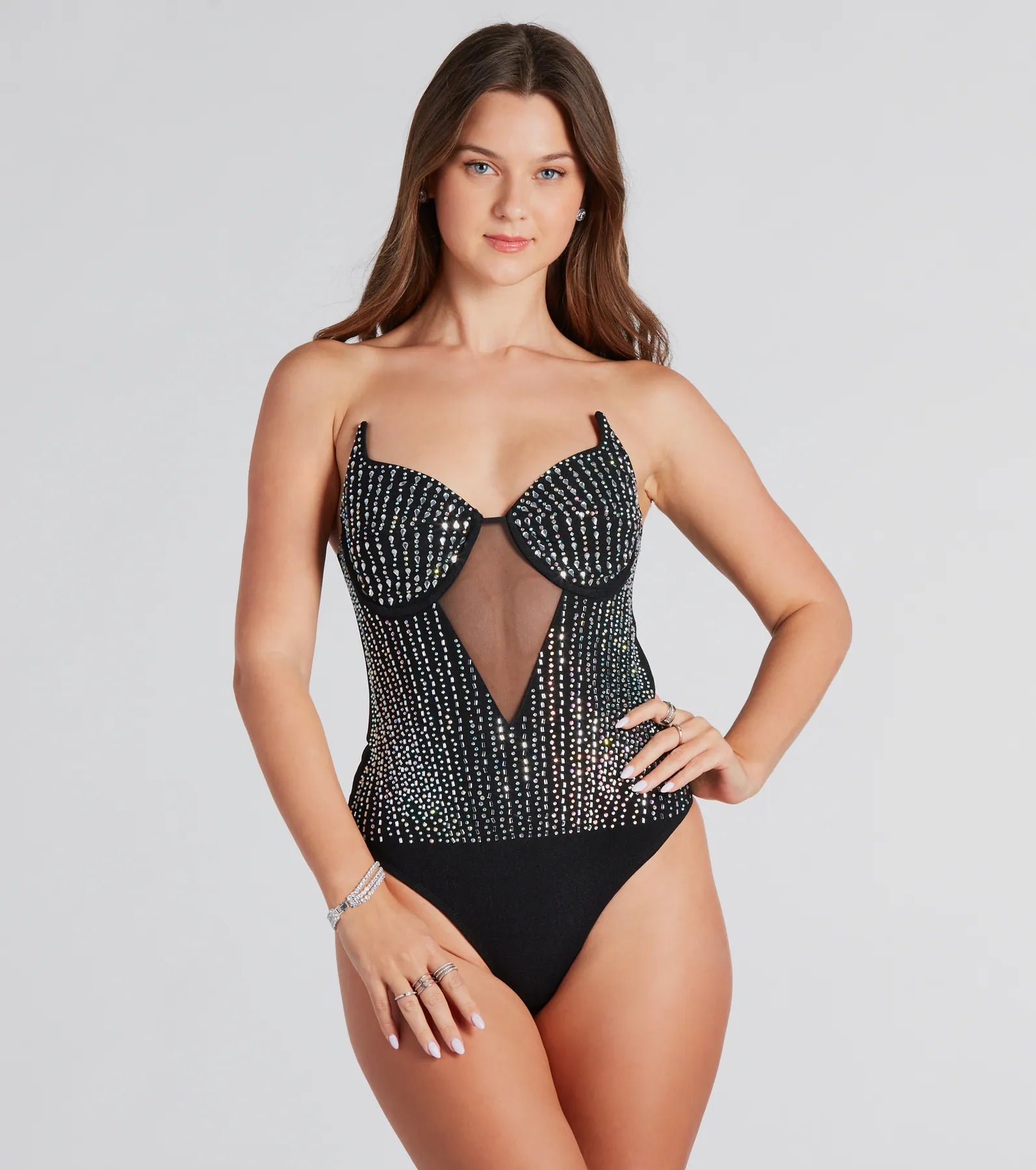 Ultimate Glam Fire & Ice Rhinestone Bodysuit