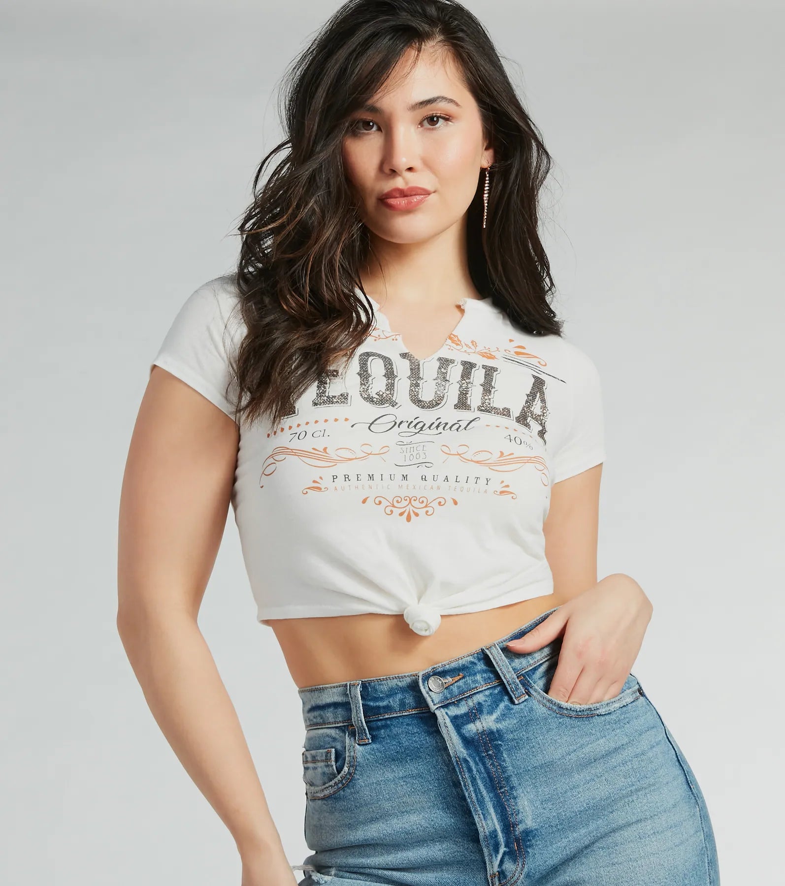 Premium OG Tequila Crop Graphic Tee - Ultimate Party Style