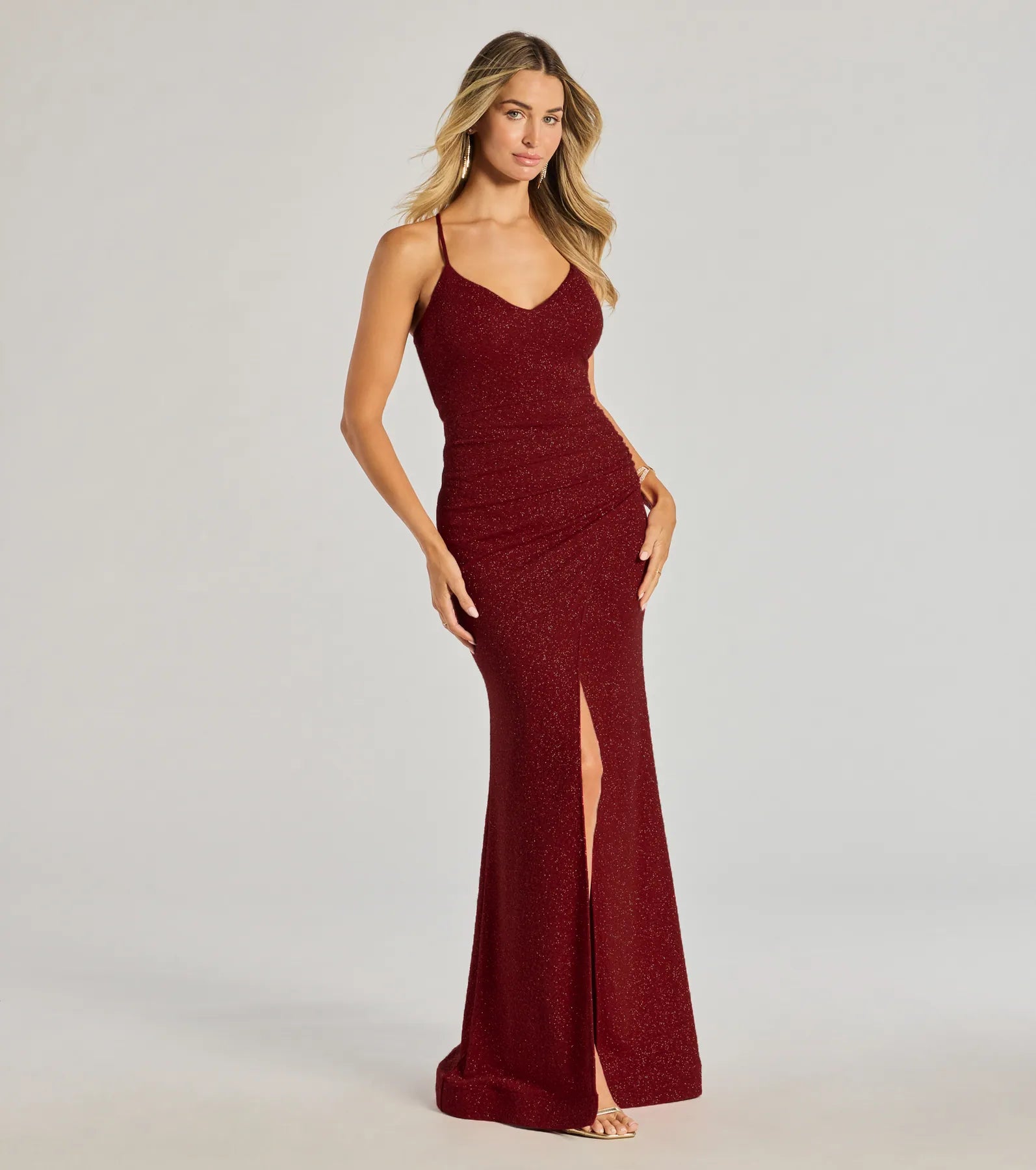 Premium Lexis Glitter Mermaid Gown with Lace-Up Back