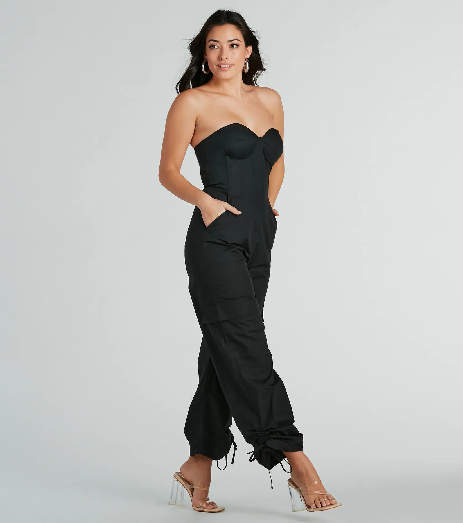 Ultimate Weekend Chic: Strapless Bustier Jumpsuit