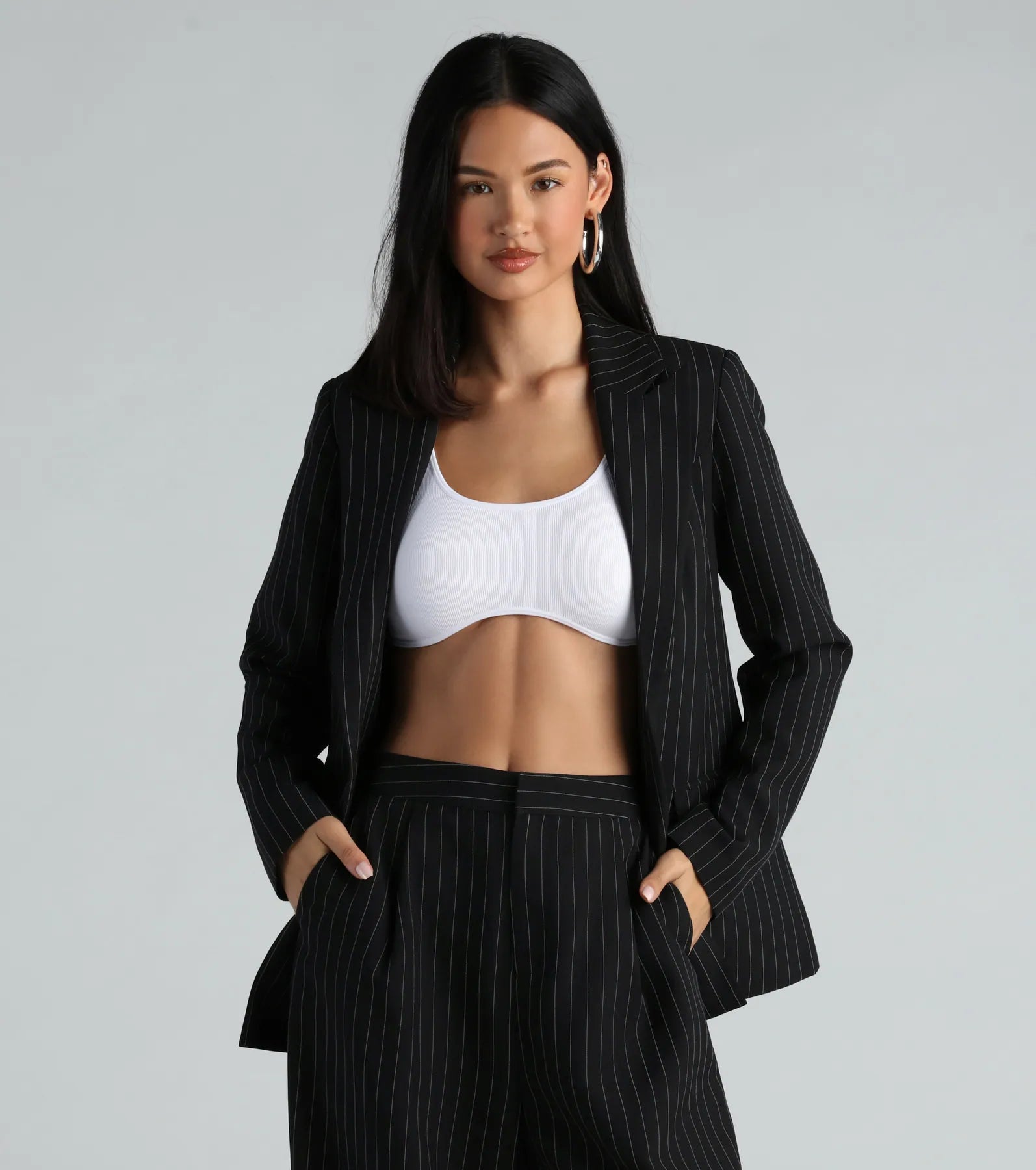 Premium Iconic Vibes Pinstripe Blazer - Ultimate It-Girl Style