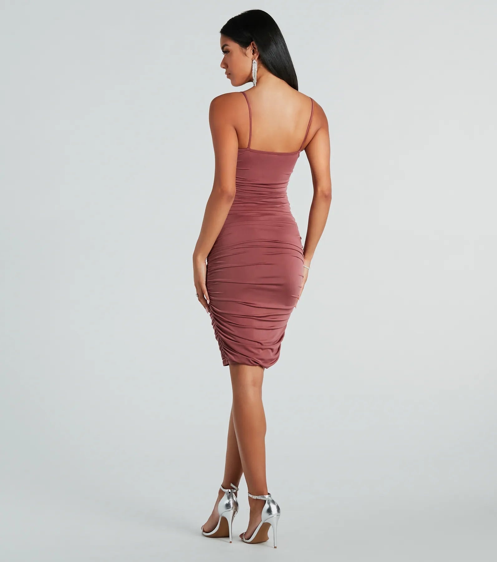 Ultimate Chic V-Neck Ruched Midi Dress