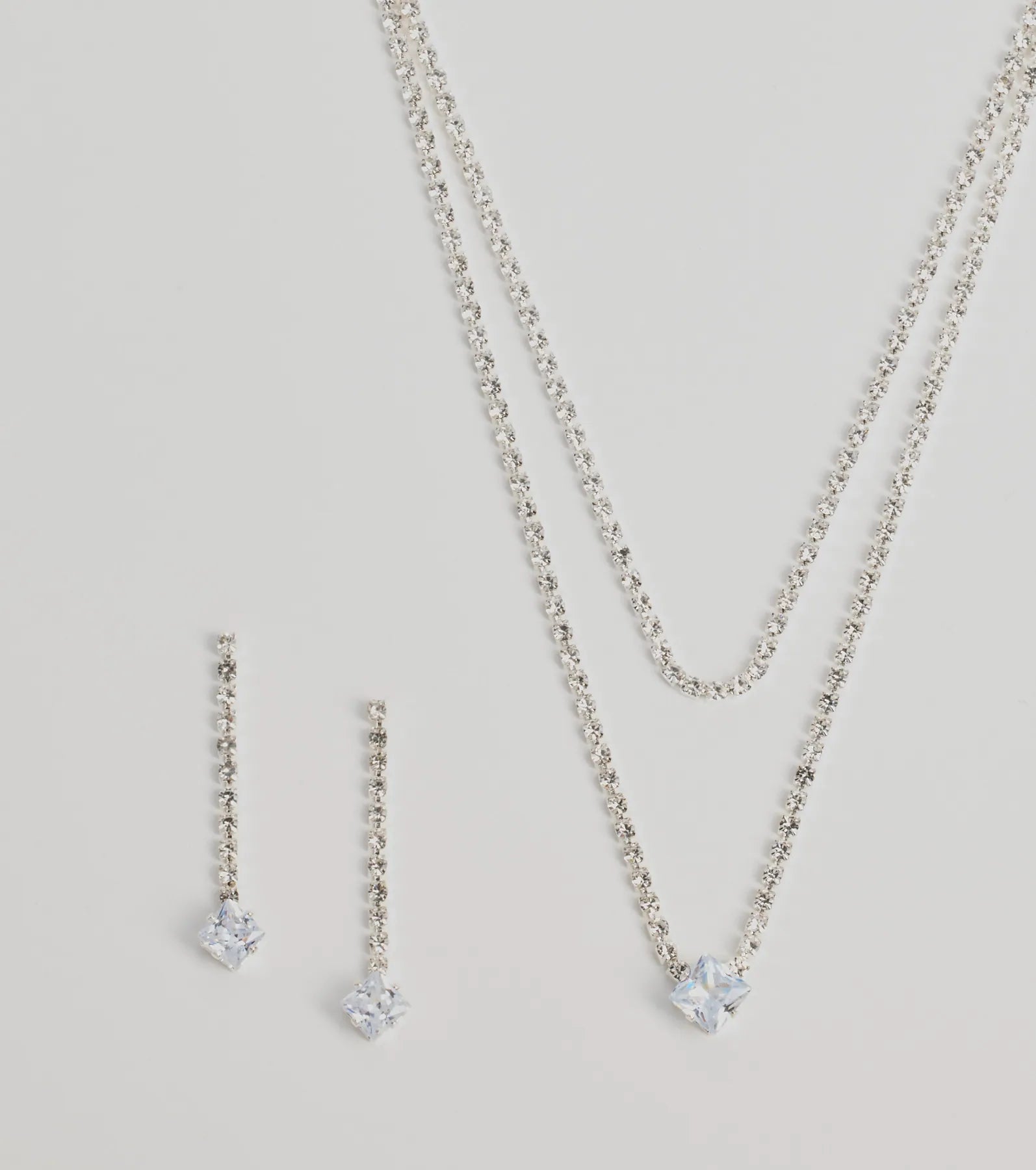 Premium Sparkle Rhinestone Jewelry Set - Necklace & Earrings