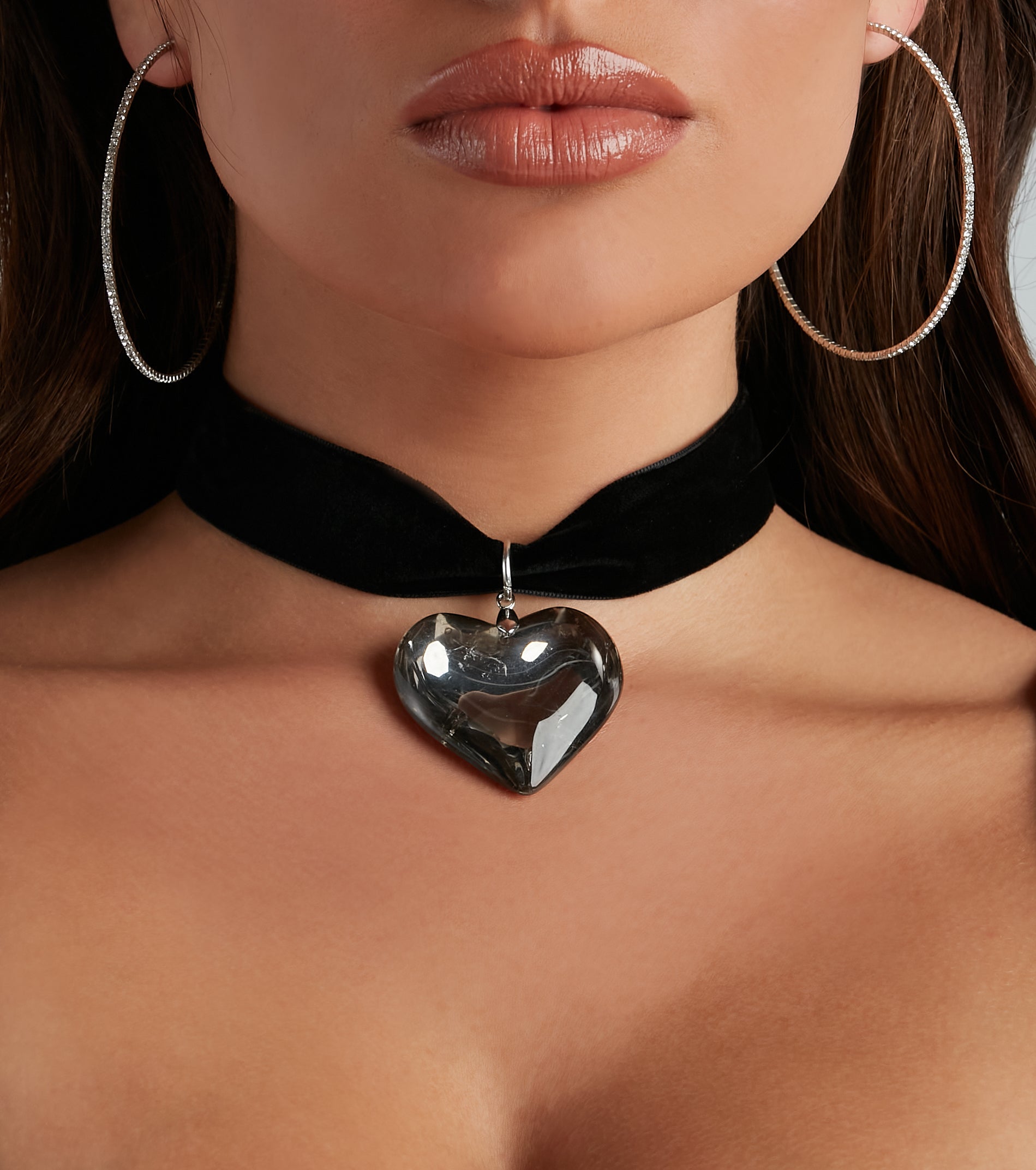 Premium Velvet Heart Charm Choker Necklace - Trendy & Adjustable