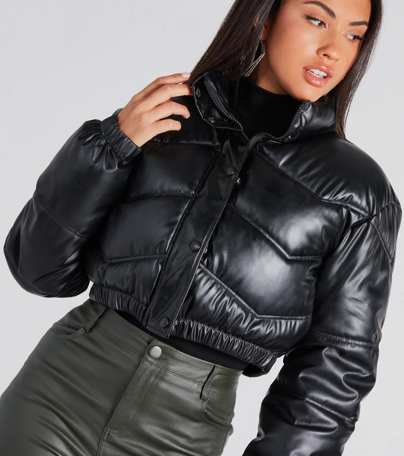 Premium Faux Leather Quilted Puffer Jacket - Ultimate Style Upgrade