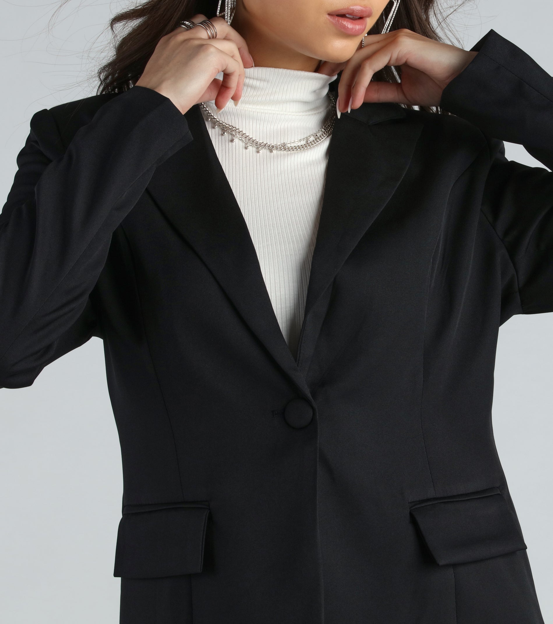 Premium Elegance Long Sleeve Woven Blazer