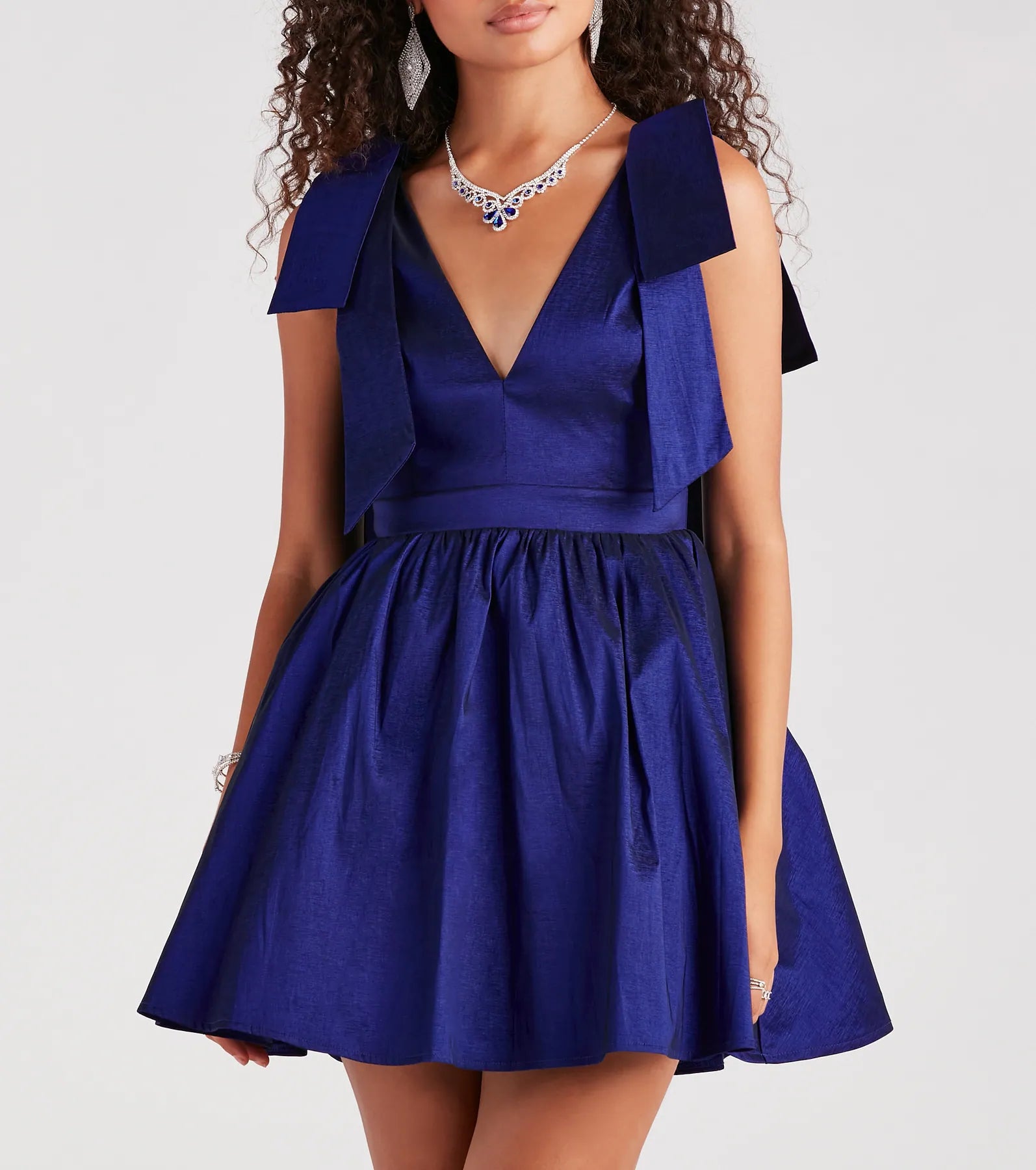 Mayva Premium Taffeta Bow A-Line Party Dress