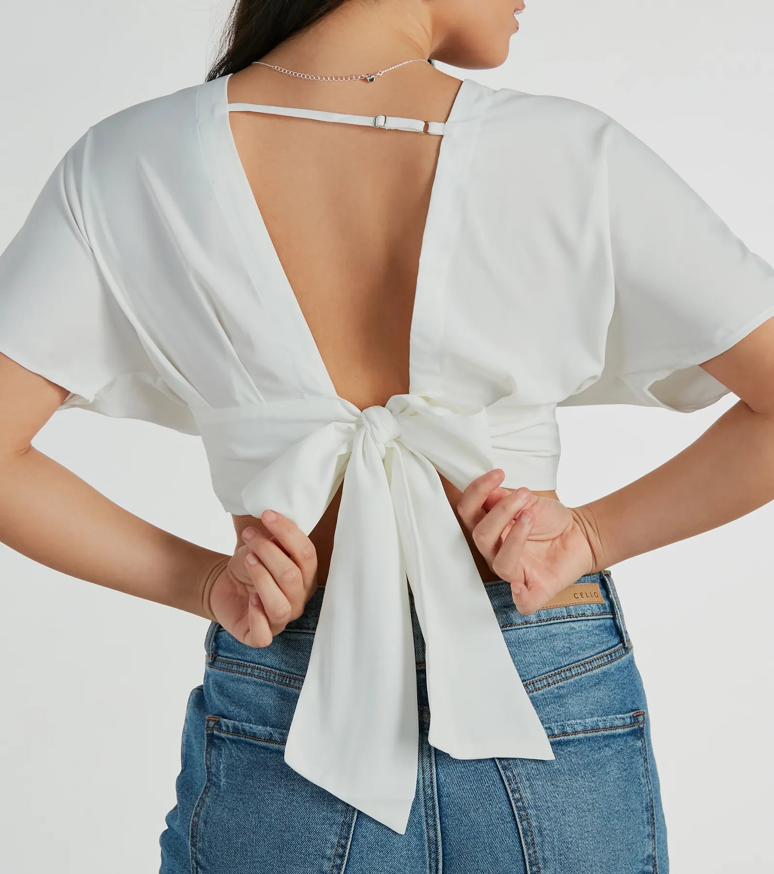 Premium V-Neck Satin Crop Top - Chic Arrival