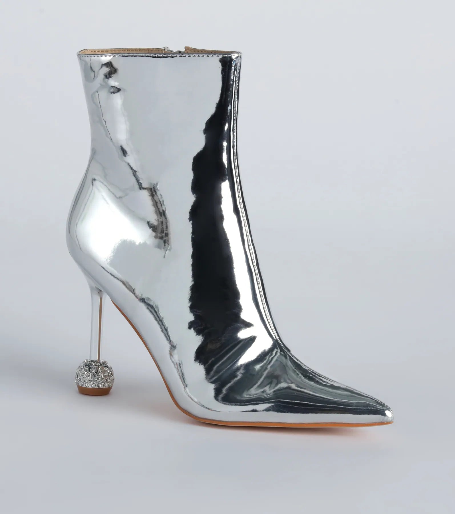 Ultimate Glam Rhinestone Heel Booties - Premium Patent Leather