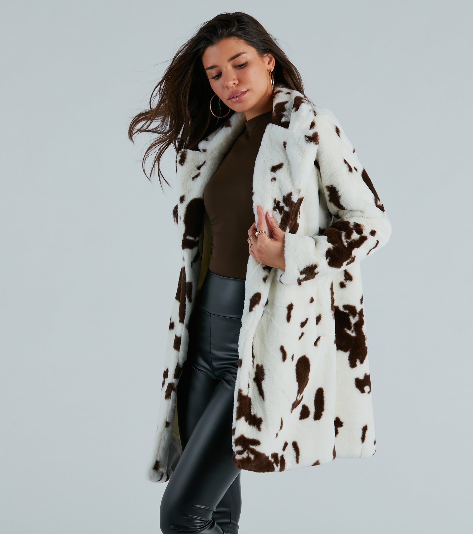 Ultimate Cow Print Faux Fur Coat - Stylish Winter Essential