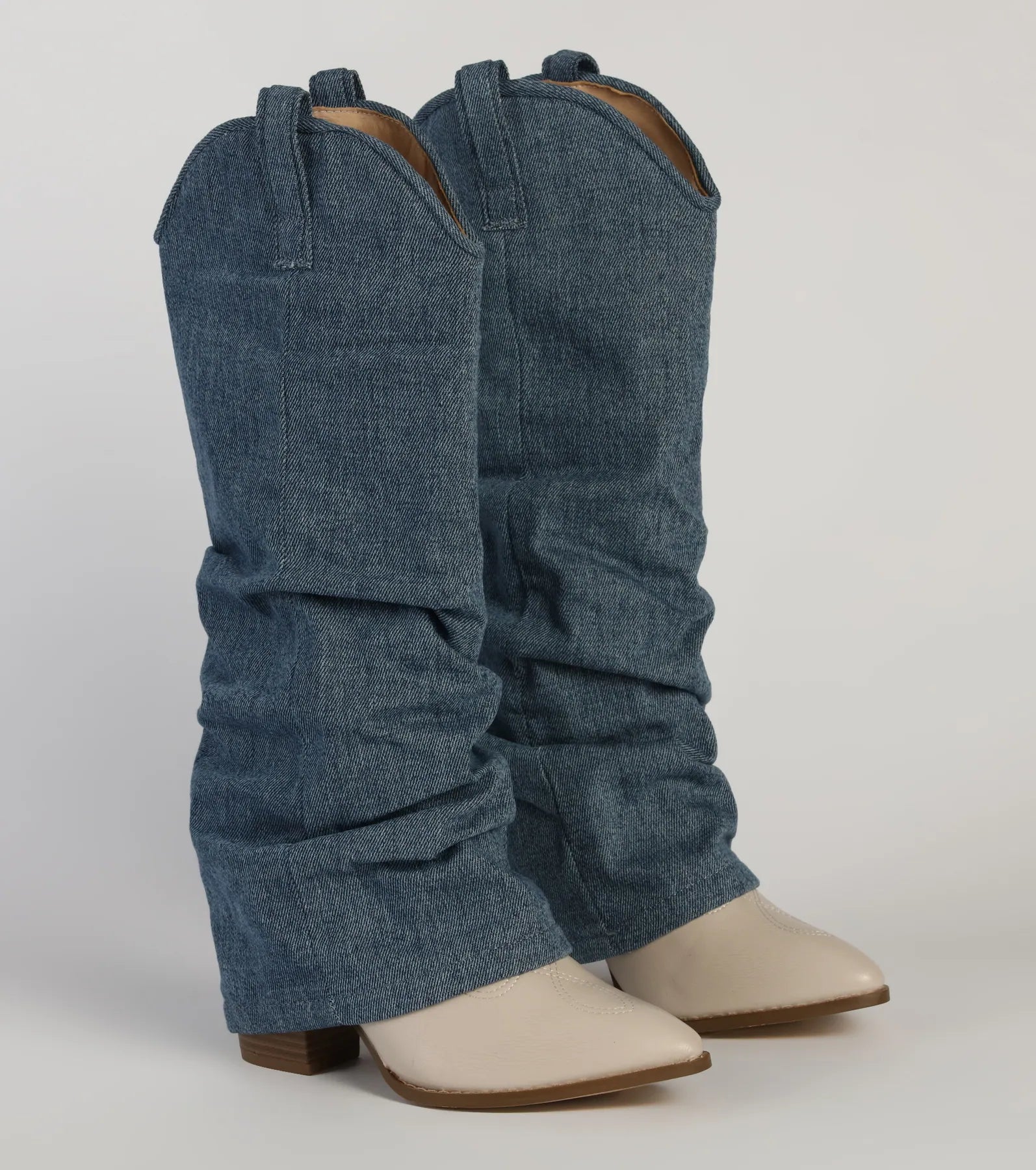 Premium Denim Diva Fold-Over Western Boots - Ultimate Style Upgrade