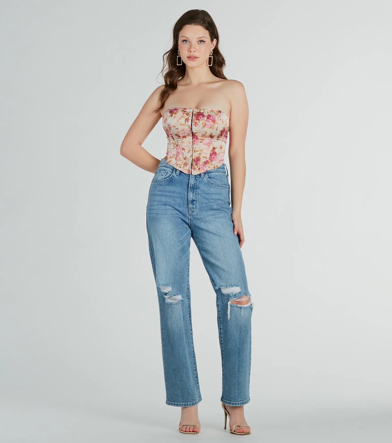 Premium Floral Lace-Up Corset Top - Time To Bloom Collection