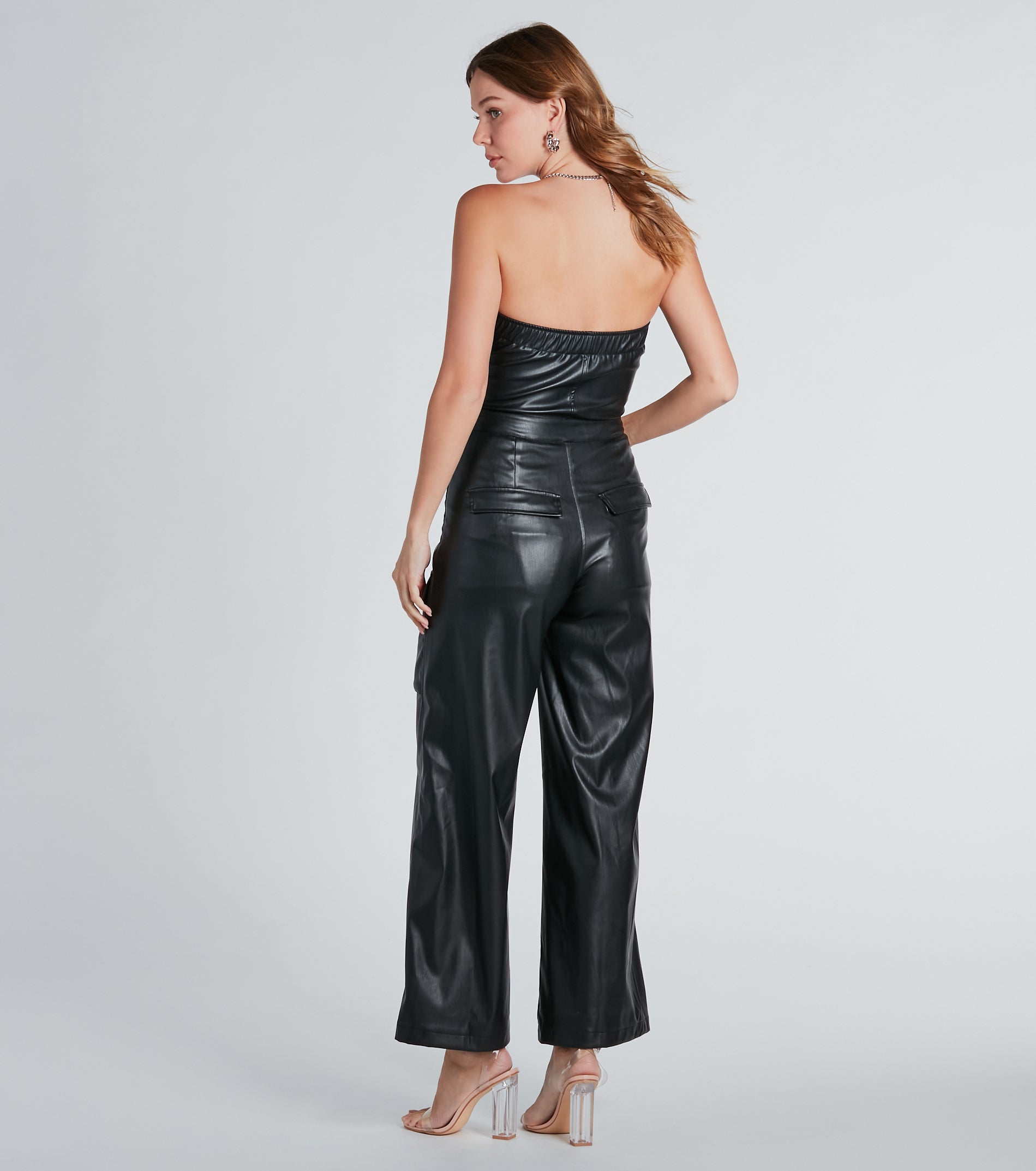 Ultimate Chic Faux Leather Belted Jumpsuit - Sleek & Stylish