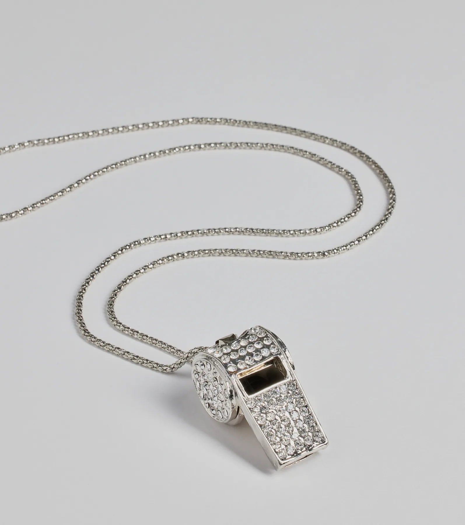 Premium Rhinestone Whistle with Chain - Ultimate Referee Accessory