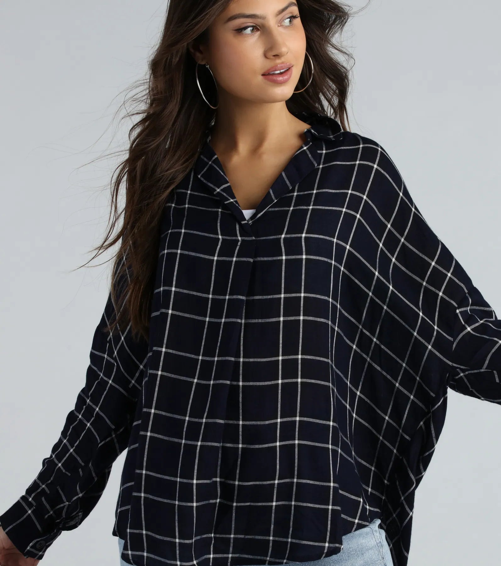 Ultimate Seasonal Chic Plaid Oversized Top