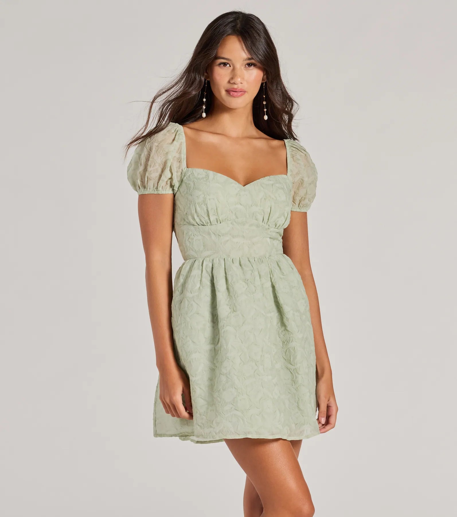 Ultimate Flirty Puff Sleeve Tie-Back Skater Dress