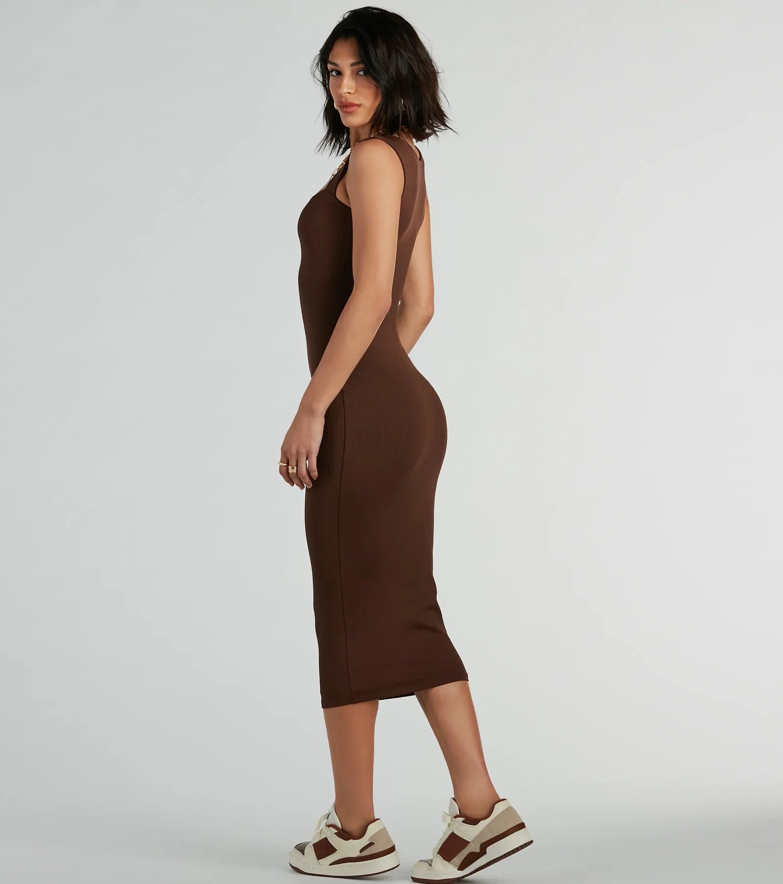 Ultimate Smooth Silhouette Square Neck Midi Dress