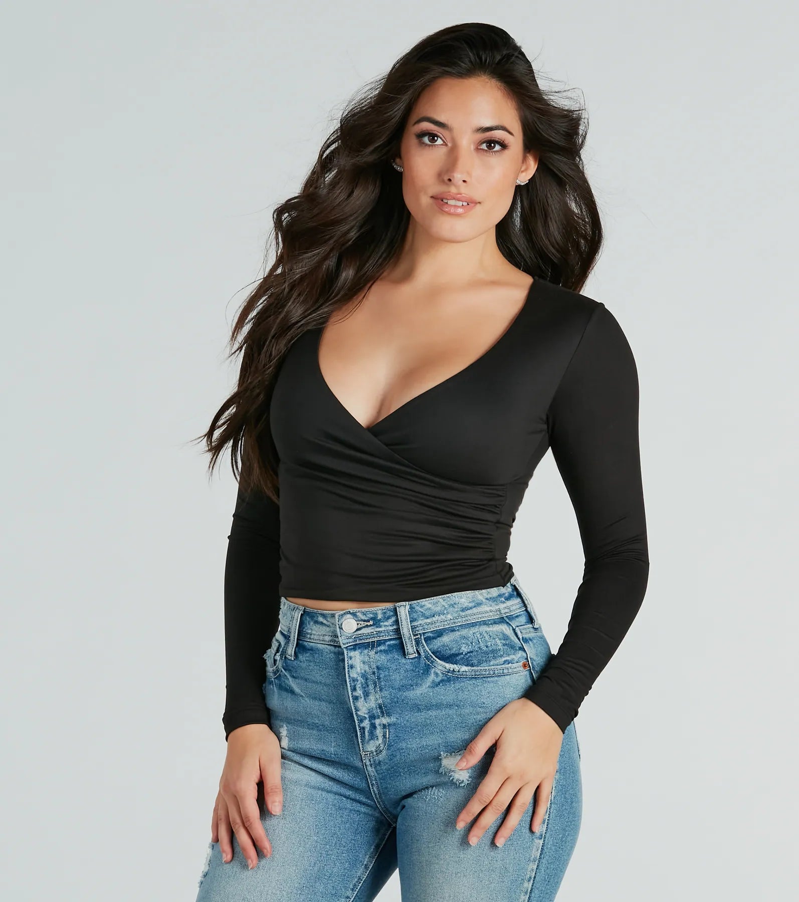 Ultimate Comfort Surplice Crop Top - Long Sleeve & Buttery Soft