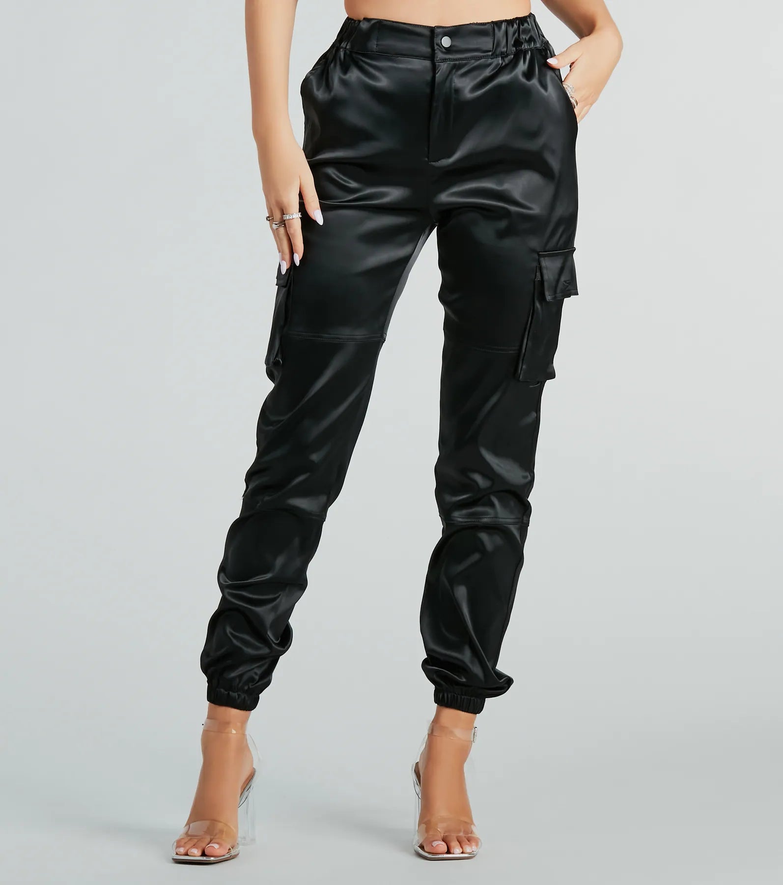 Premium Satin High-Rise Cargo Joggers - Ultimate Style & Comfort