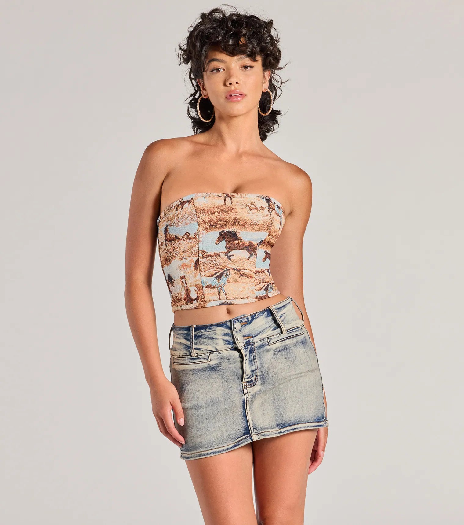 Ultimate Western Chic Horse Tapestry Corset Top