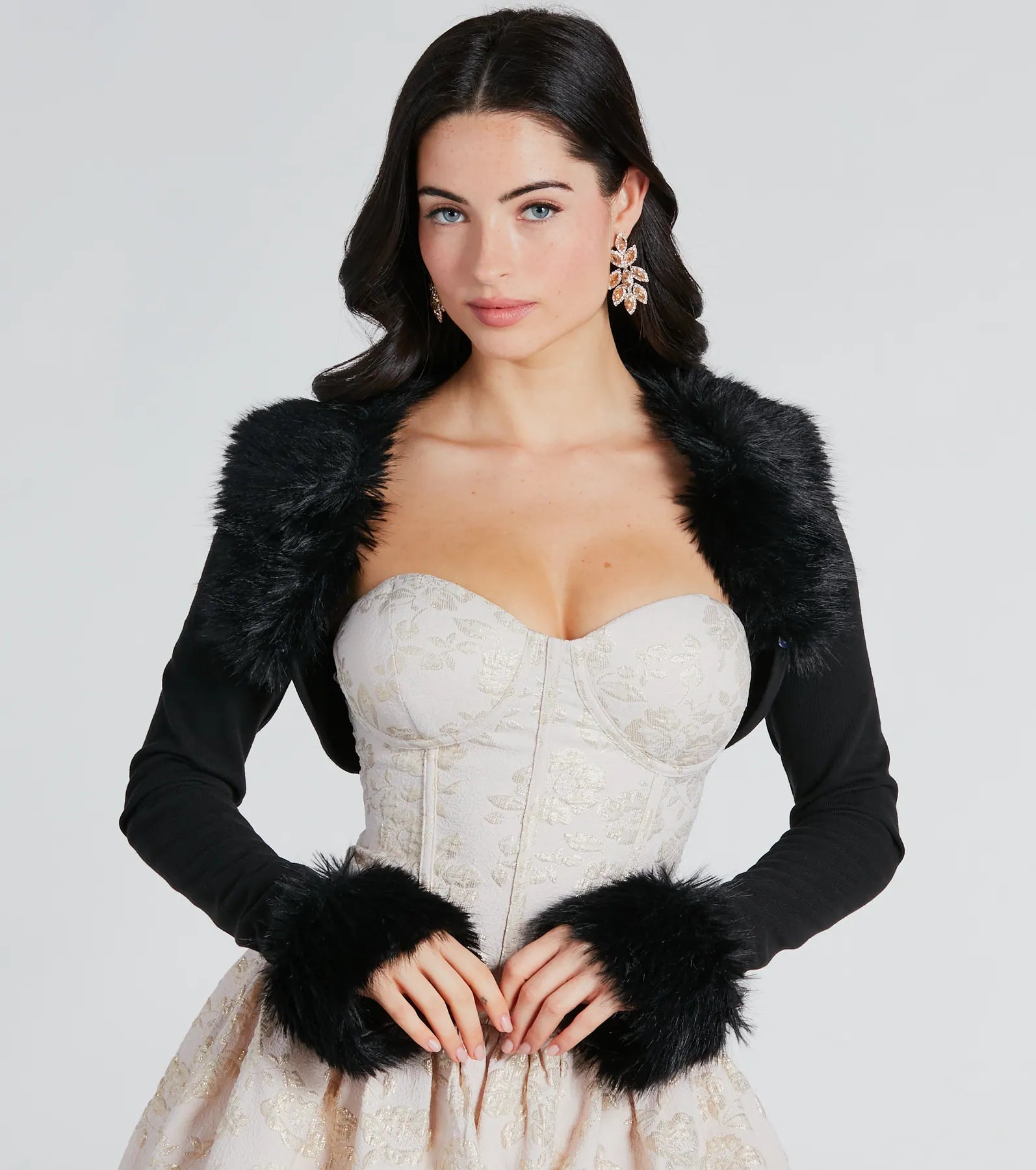 Premium Elegance Faux Fur Long Sleeve Bolero