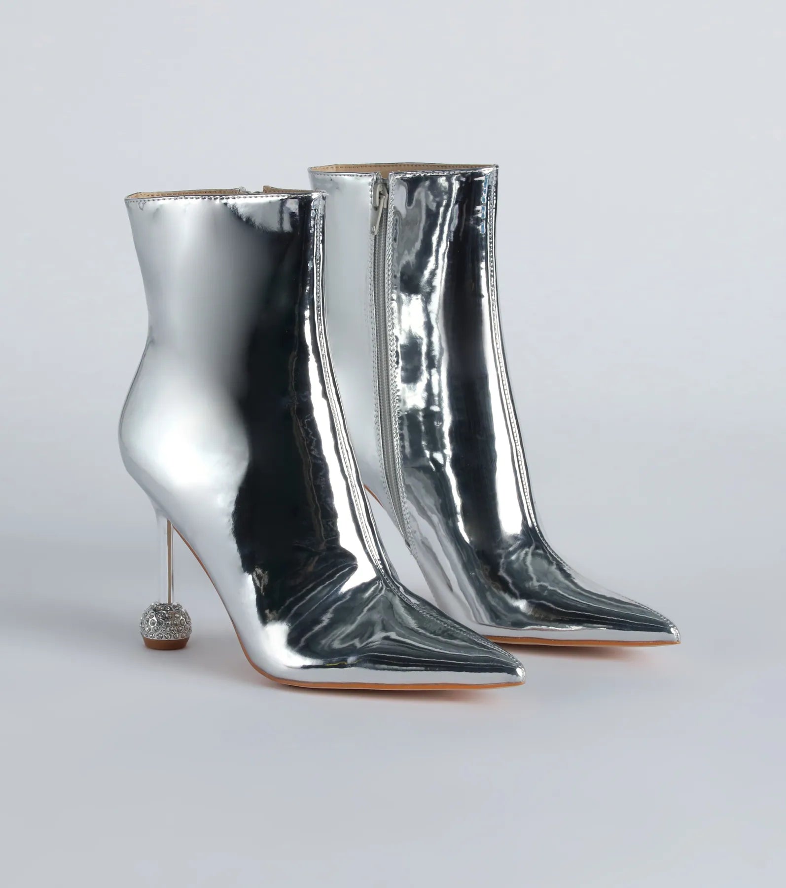 Ultimate Glam Rhinestone Heel Booties - Premium Patent Leather