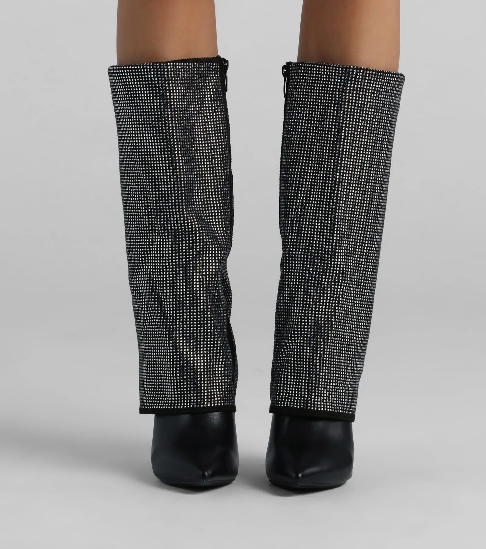 Ultimate Bling Babe Rhinestone Foldover Stiletto Boots