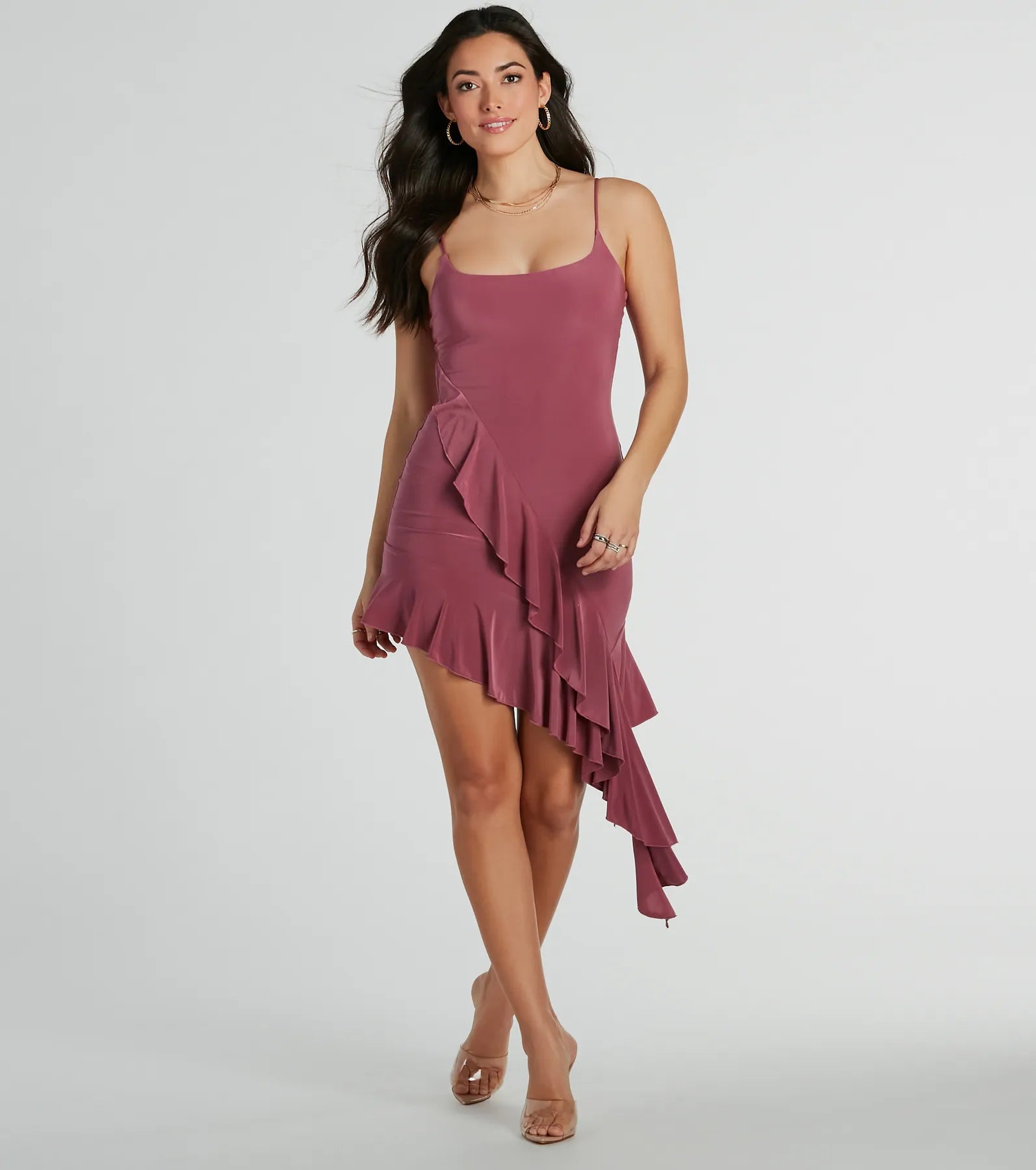 Ultimate Charming Persona Scoop Neck Ruffled Mini Dress