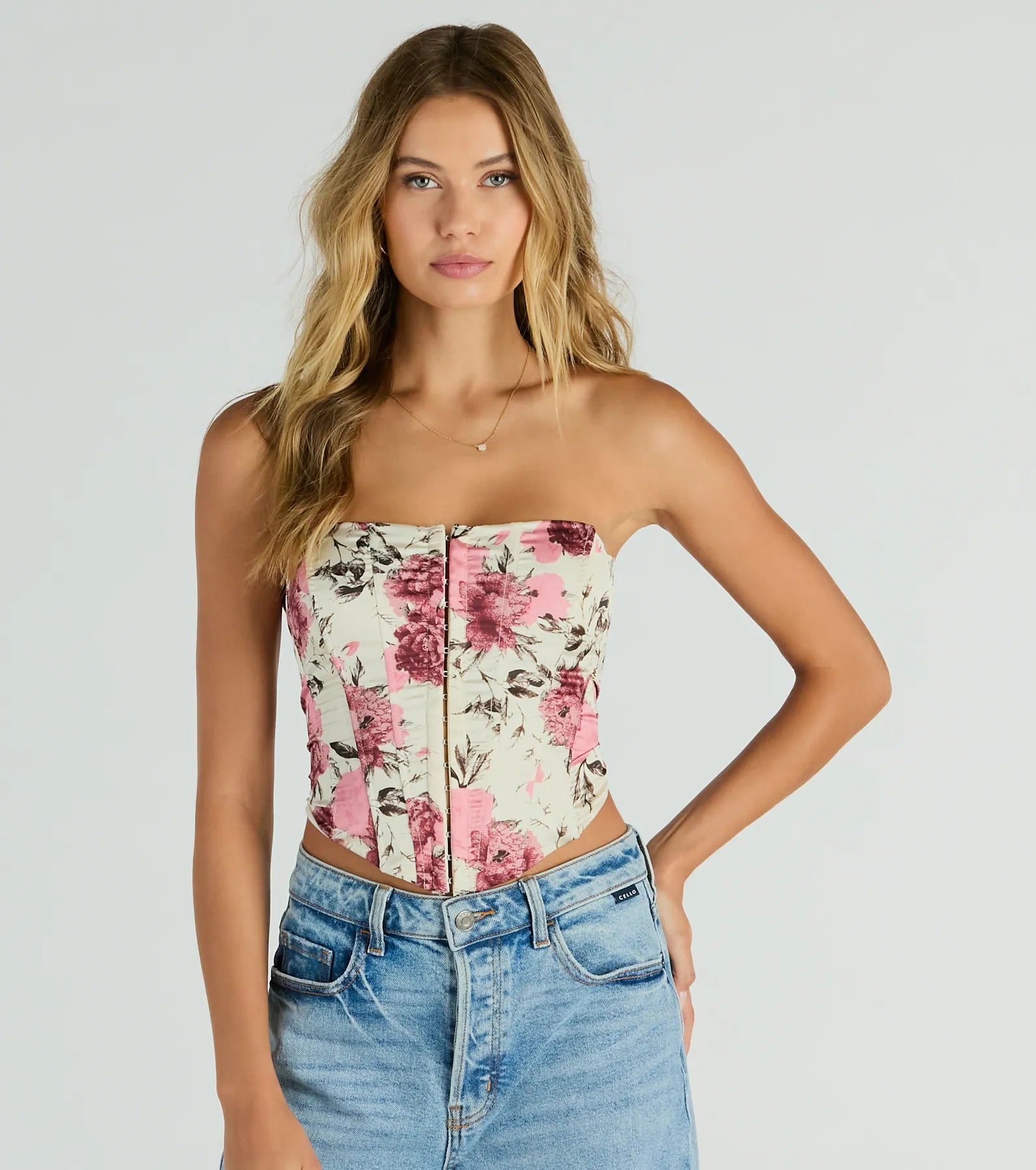 Premium Floral Lace-Up Corset Top - Time To Bloom Collection