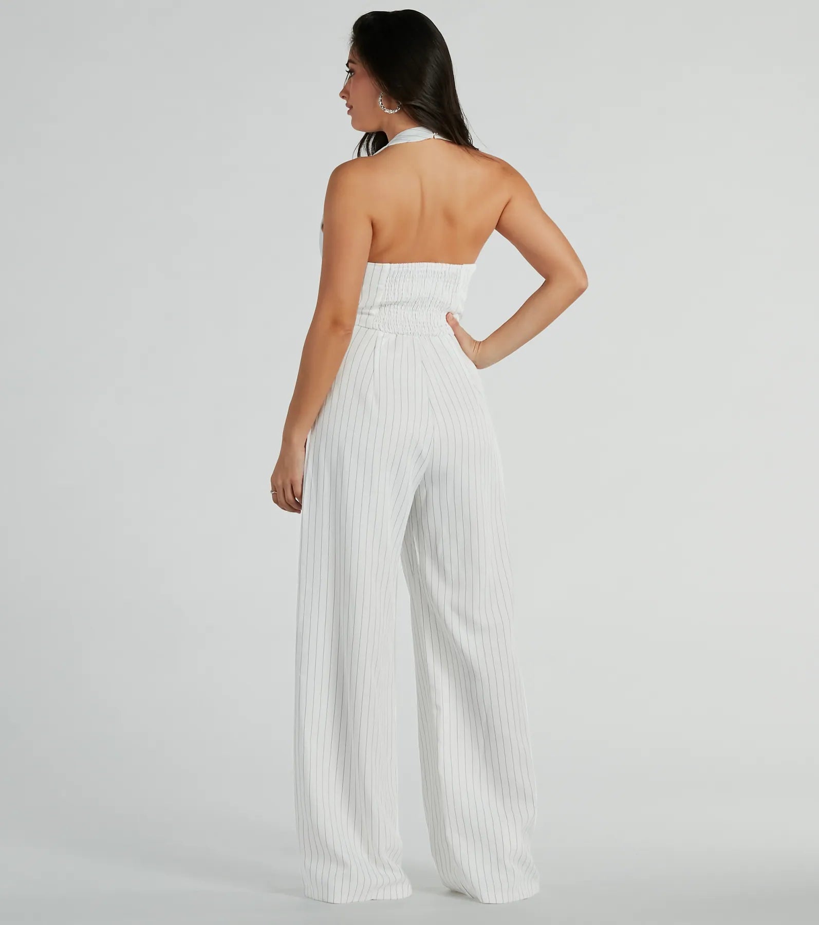 Ultimate Getaway Vibes Wide-Leg Pinstripe Jumpsuit