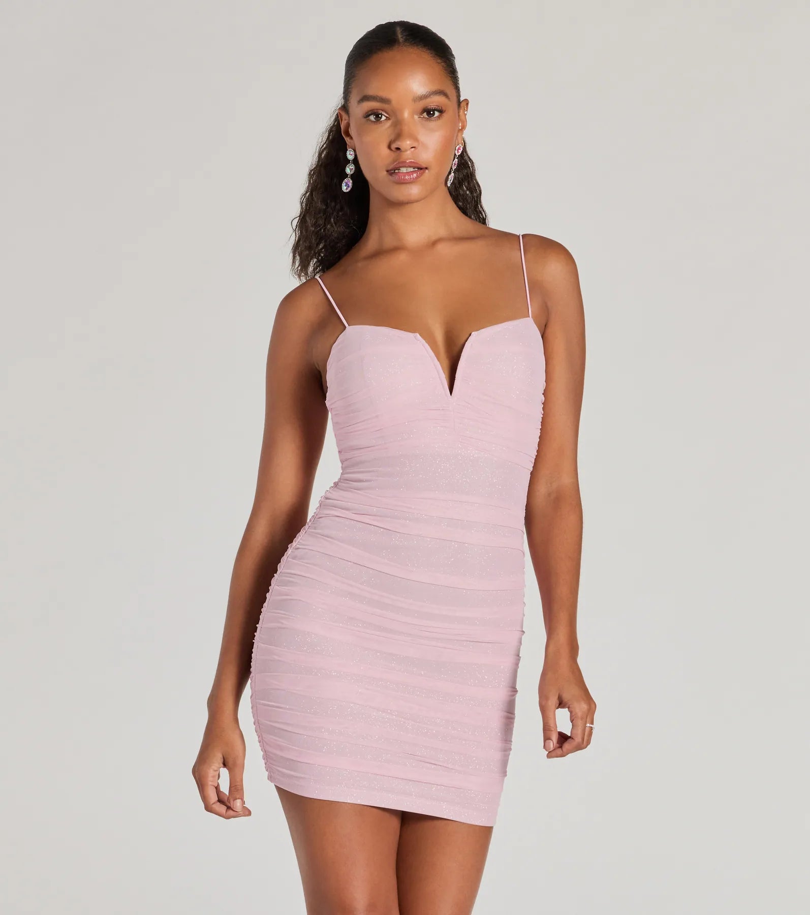 Ultimate Sparkle Glow V-Neck Bodycon Dress