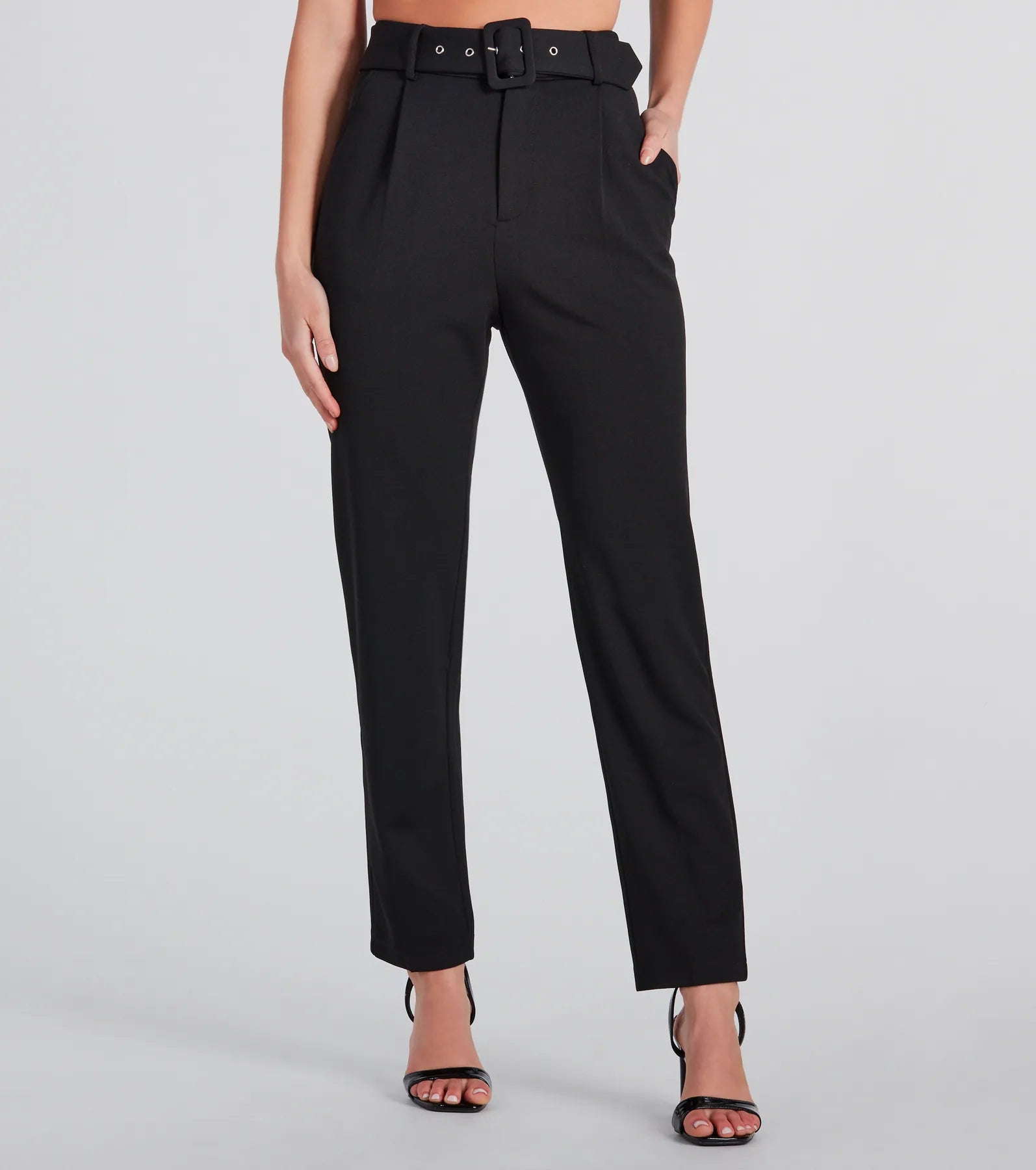 Premium High-Rise Crepe Trousers - Slim Fit & Cropped Hem