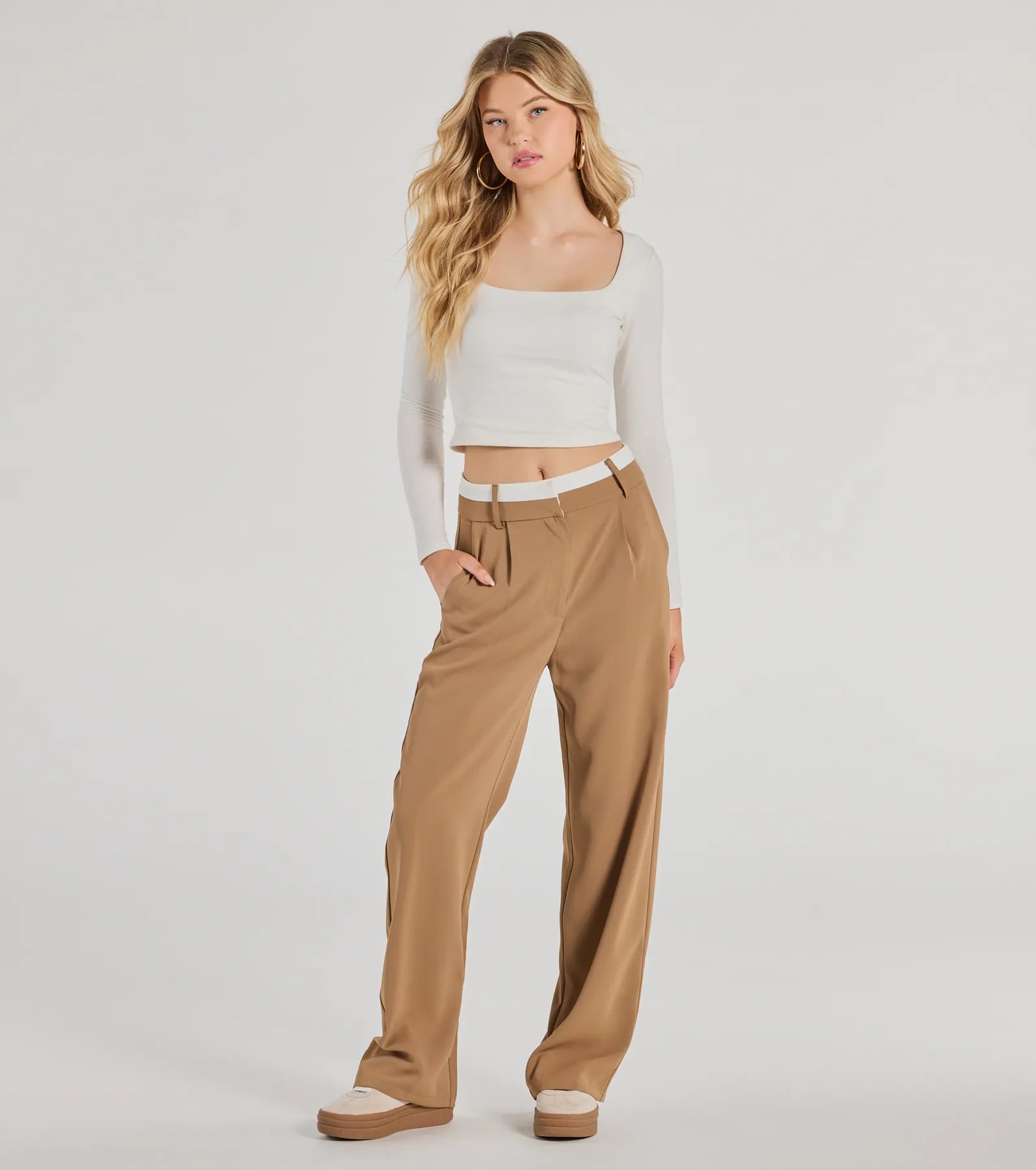 Premium Polished Perfection Contrast Waist Pants - Ultimate Style Upgrade