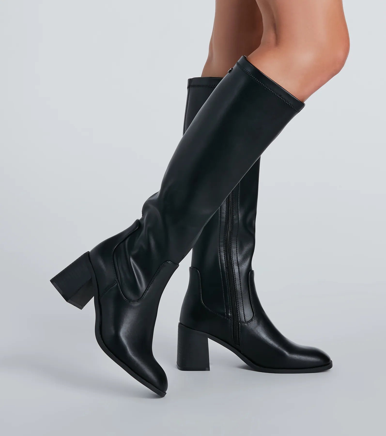 Ultimate Sleek Strut Faux Leather Knee-High Boots - Premium Fit & Style