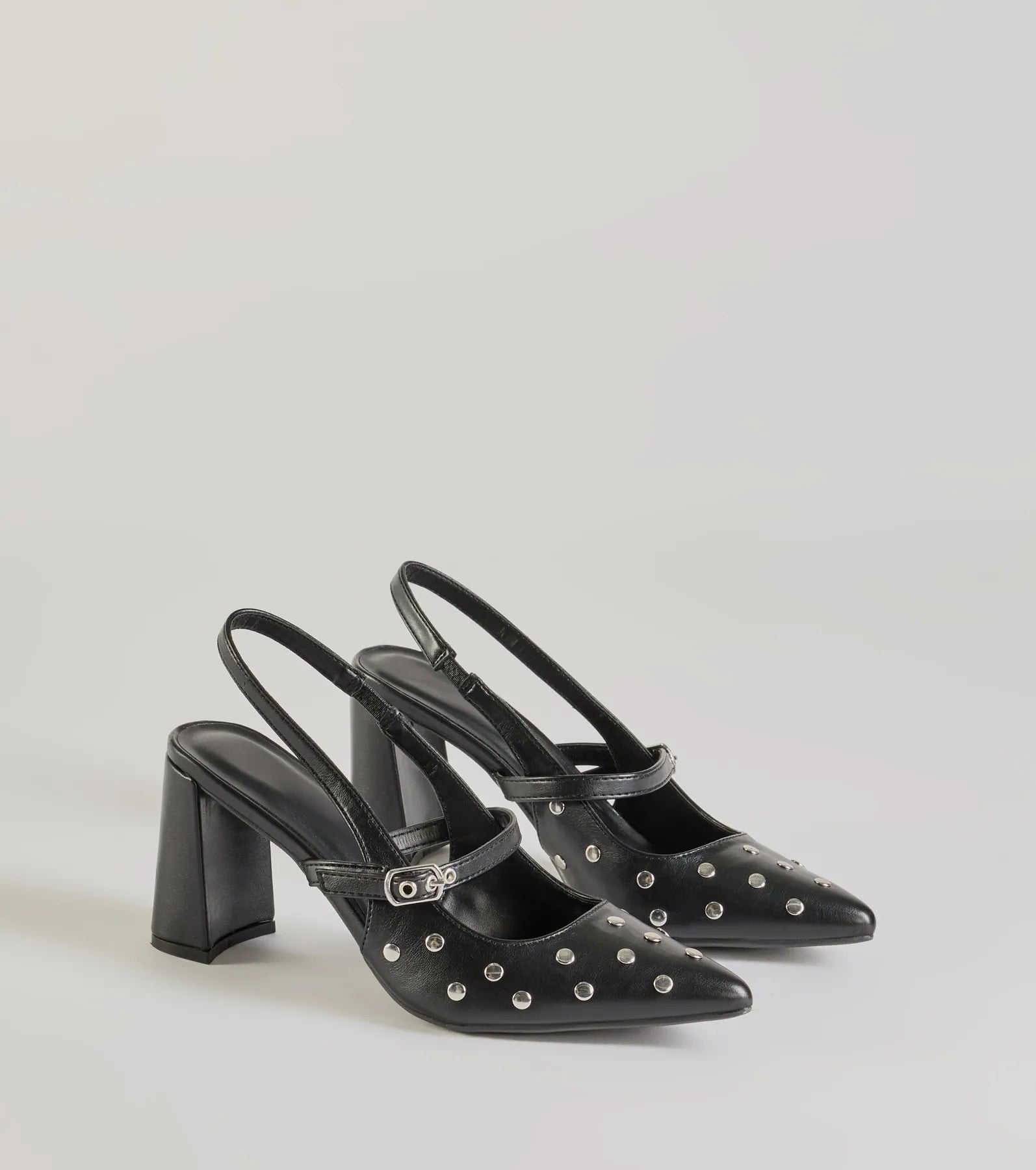 Premium Studded Faux Leather Sling-Back Pumps - Ultimate Fall Style