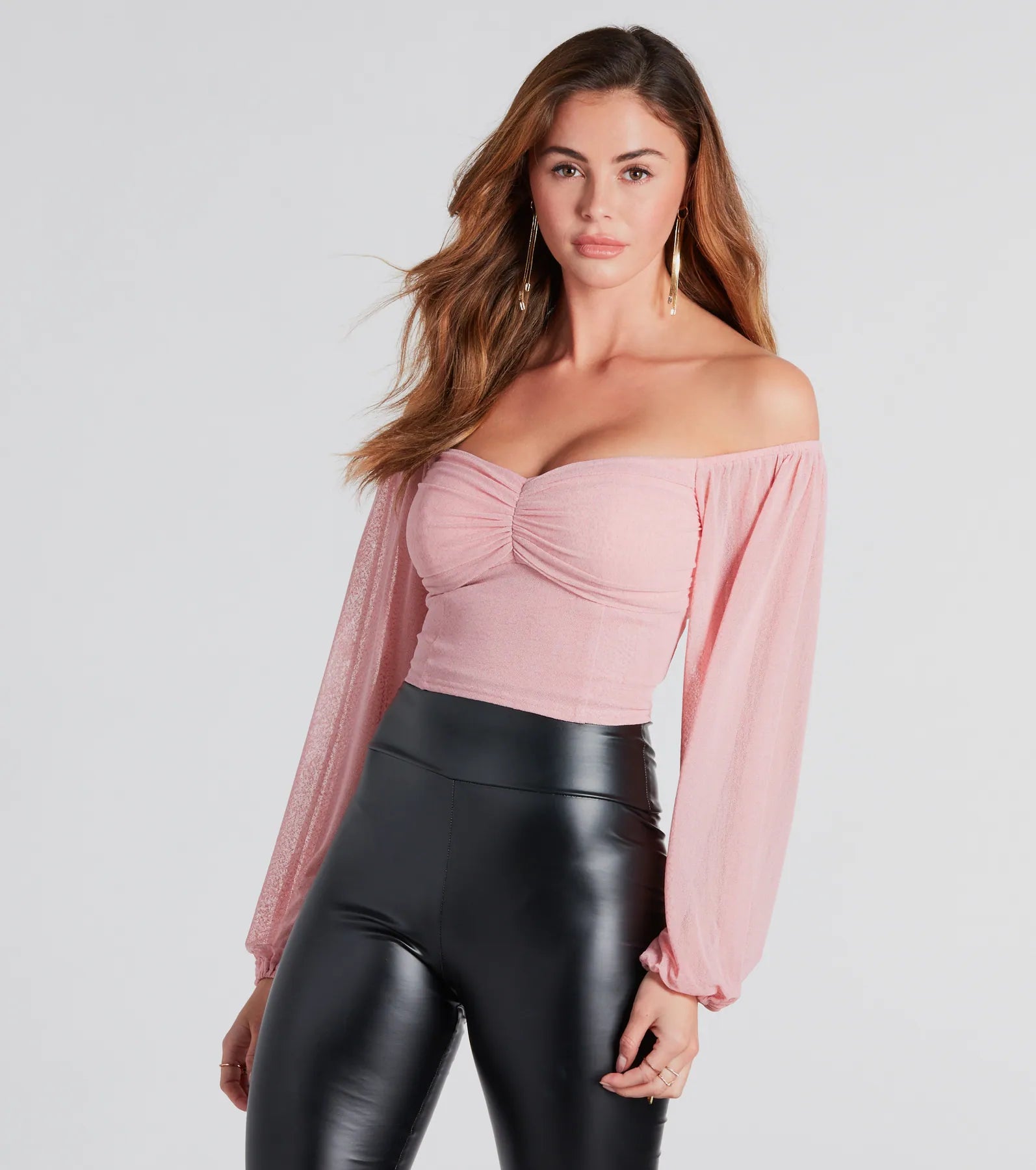 Ultimate Love So Mesh Off-The-Shoulder Crop Top - Premium Style