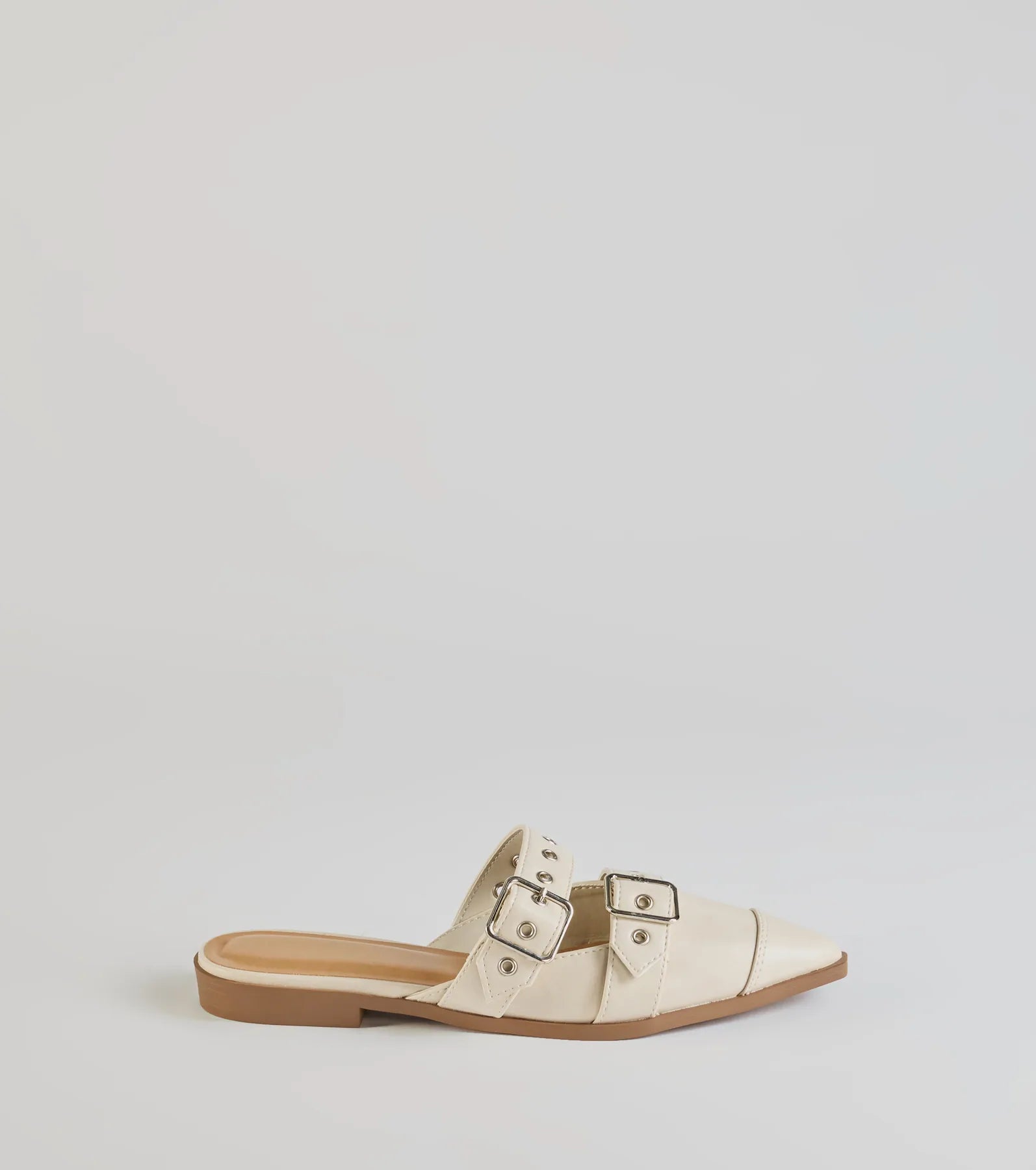 Premium Edgy Flair Faux Leather Buckle Strap Flats