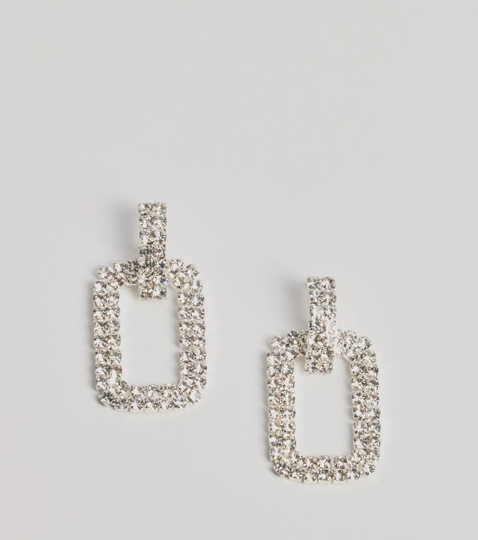 Premium Luxe Shine Rhinestone Drop Earrings - Square Elegance