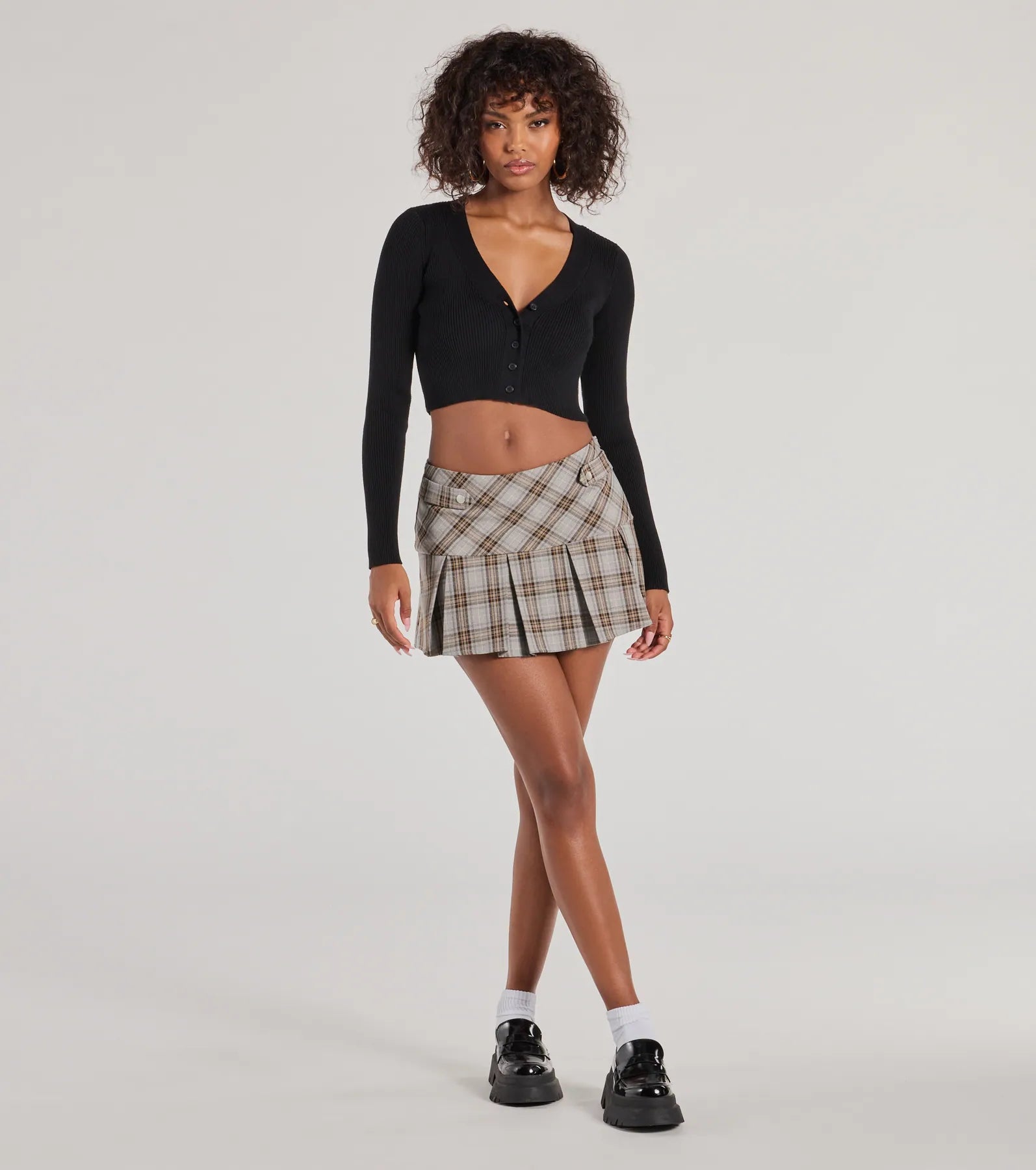 Premium Plaid Charm Pleated Drop Waist Skort - Ultimate Style Upgrade